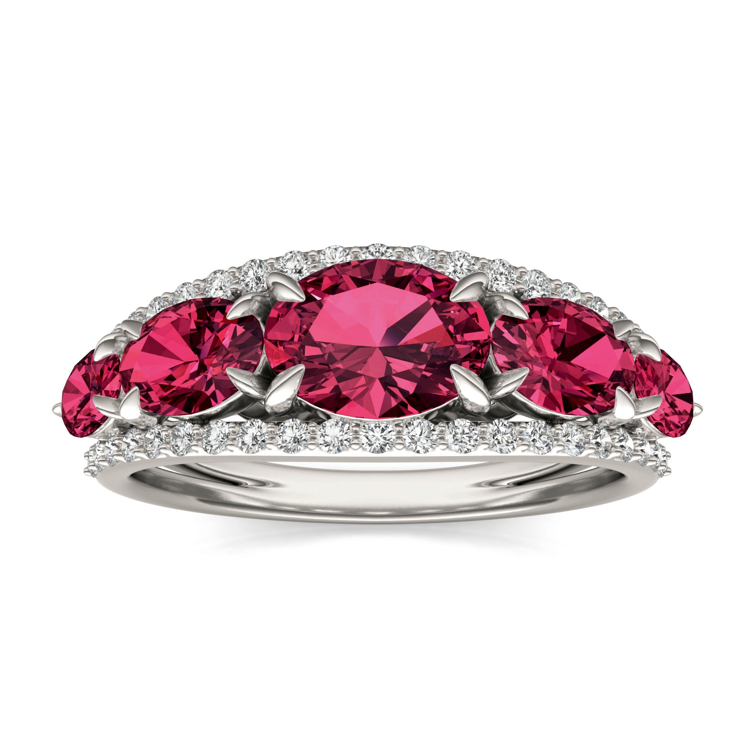 1/3 CTW Round Caydia® Lab Grown Diamond Fashion Ring featuring Created Ruby