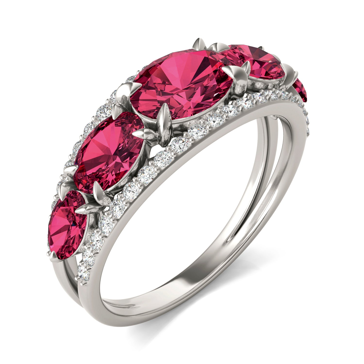 1/3 CTW Round Caydia® Lab Grown Diamond Fashion Ring featuring Created Ruby