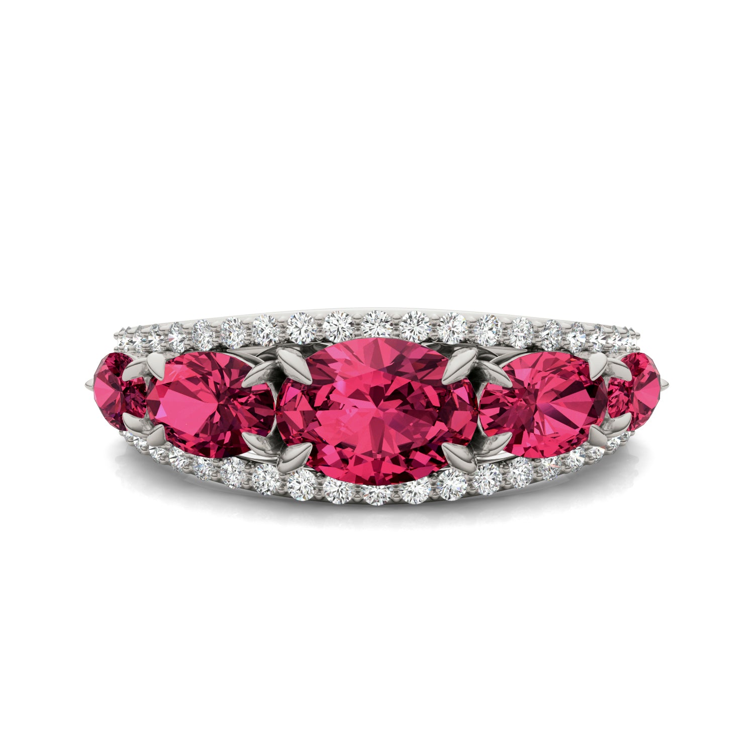 1/3 CTW Round Caydia® Lab Grown Diamond Fashion Ring featuring Created Ruby