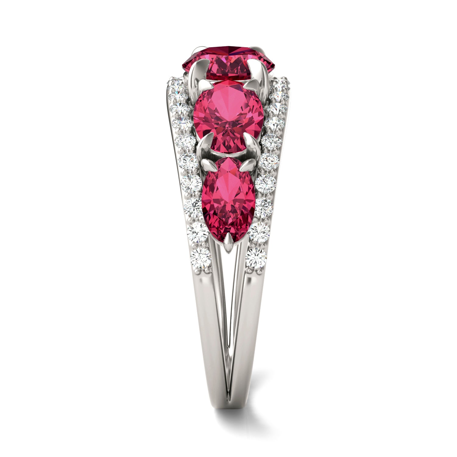 1/3 CTW Round Caydia® Lab Grown Diamond Fashion Ring featuring Created Ruby