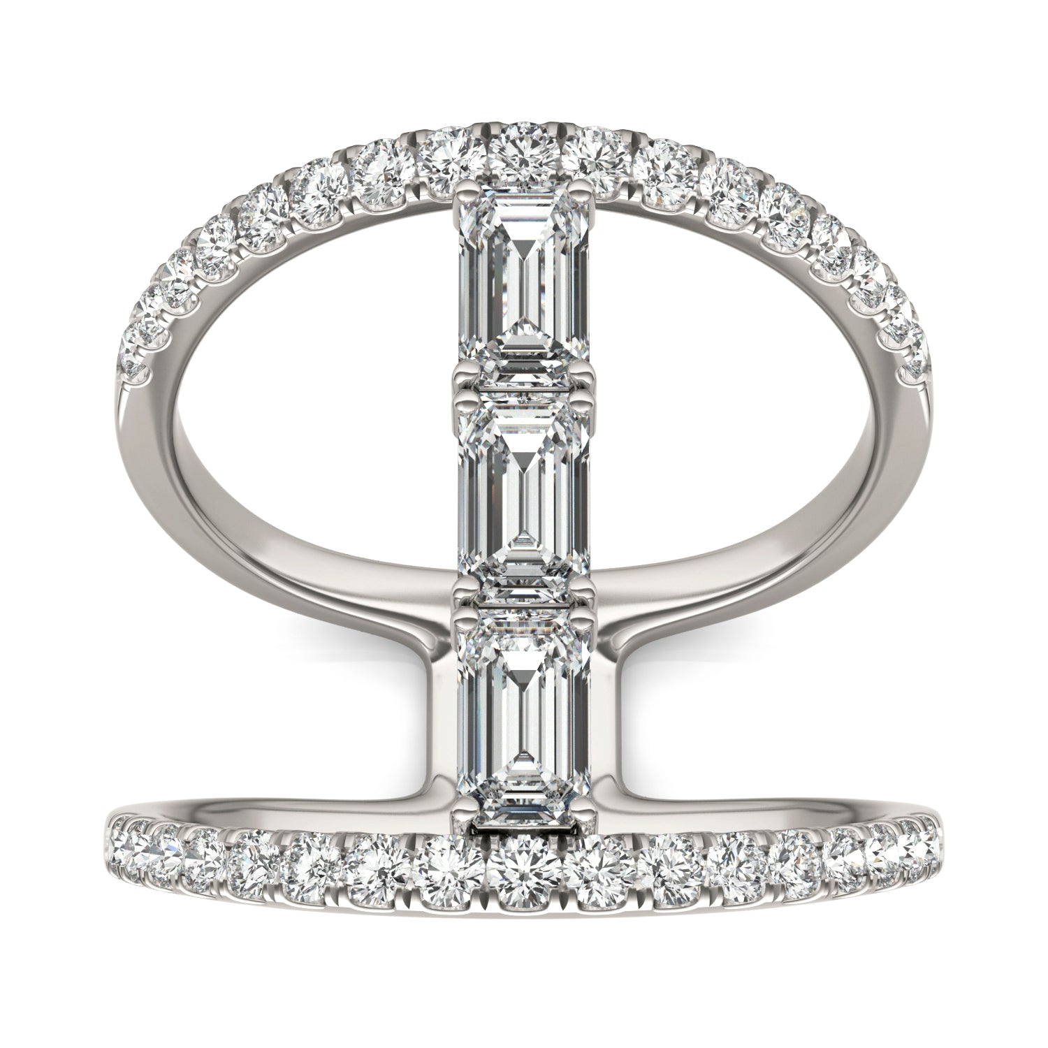 1 1/2 CTW Emerald Caydia® Lab Grown Diamond Couture Geometric Fashion Ring