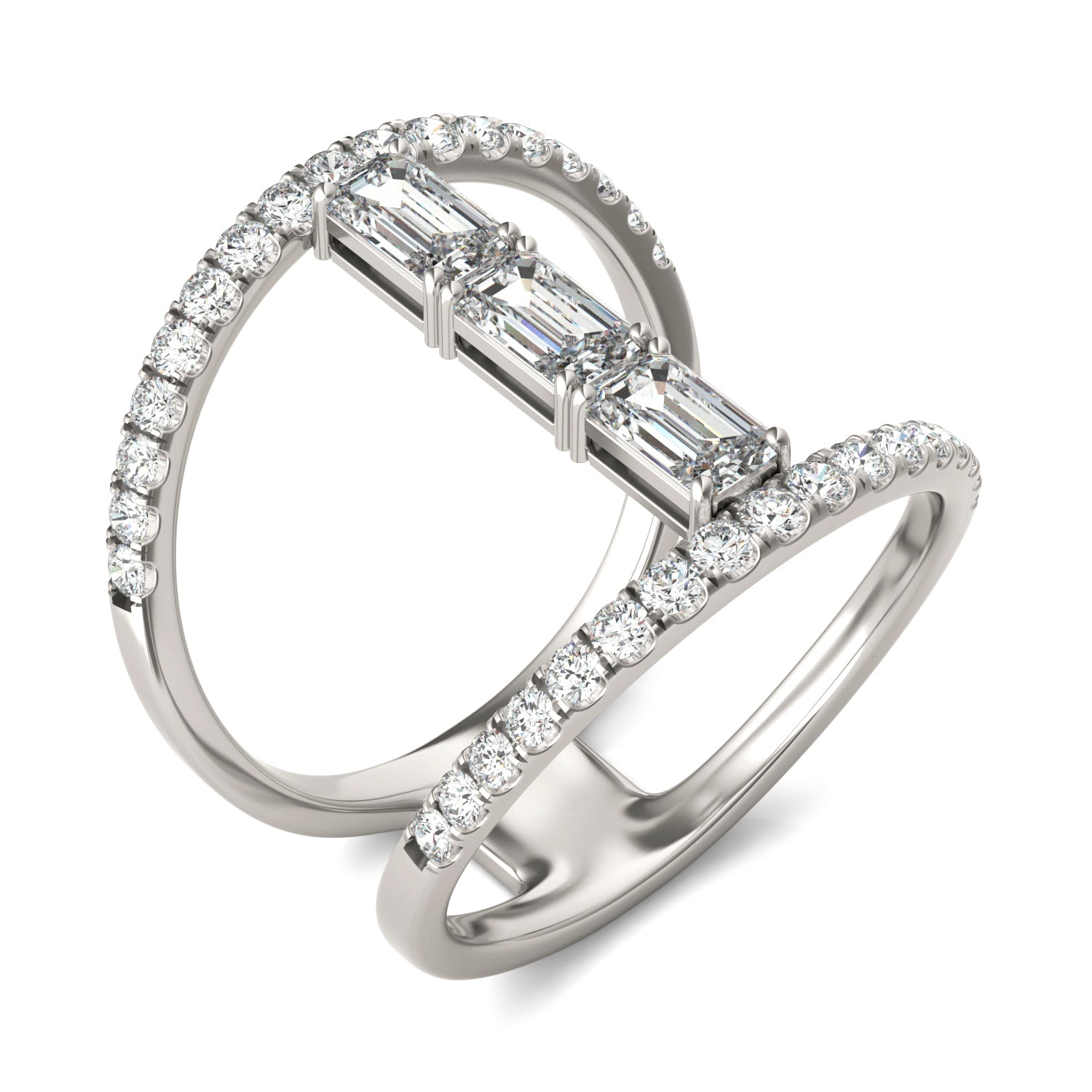 1 1/2 CTW Emerald Caydia® Lab Grown Diamond Couture Geometric Fashion Ring