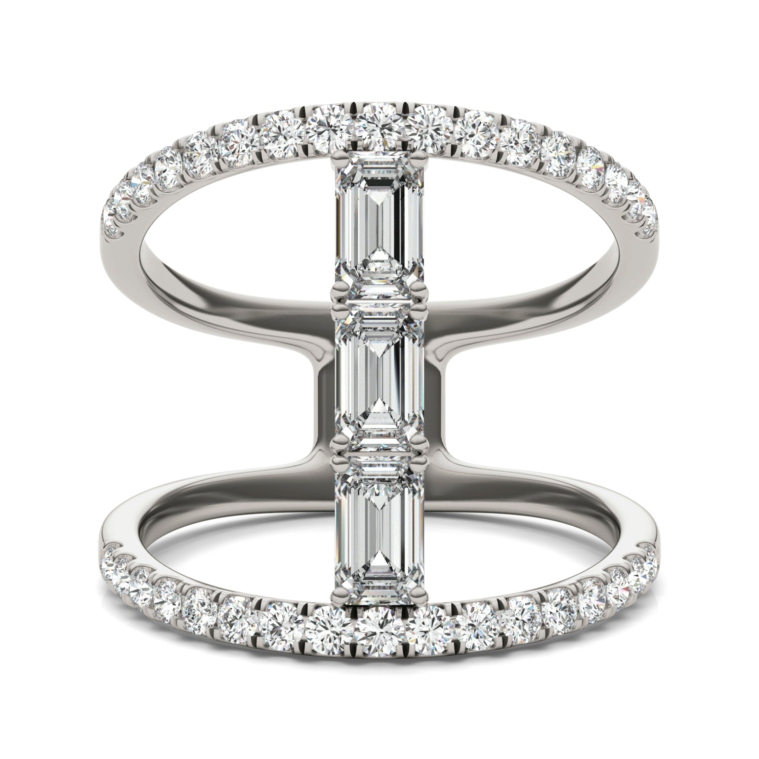 1 1/2 CTW Emerald Caydia® Lab Grown Diamond Couture Geometric Fashion Ring