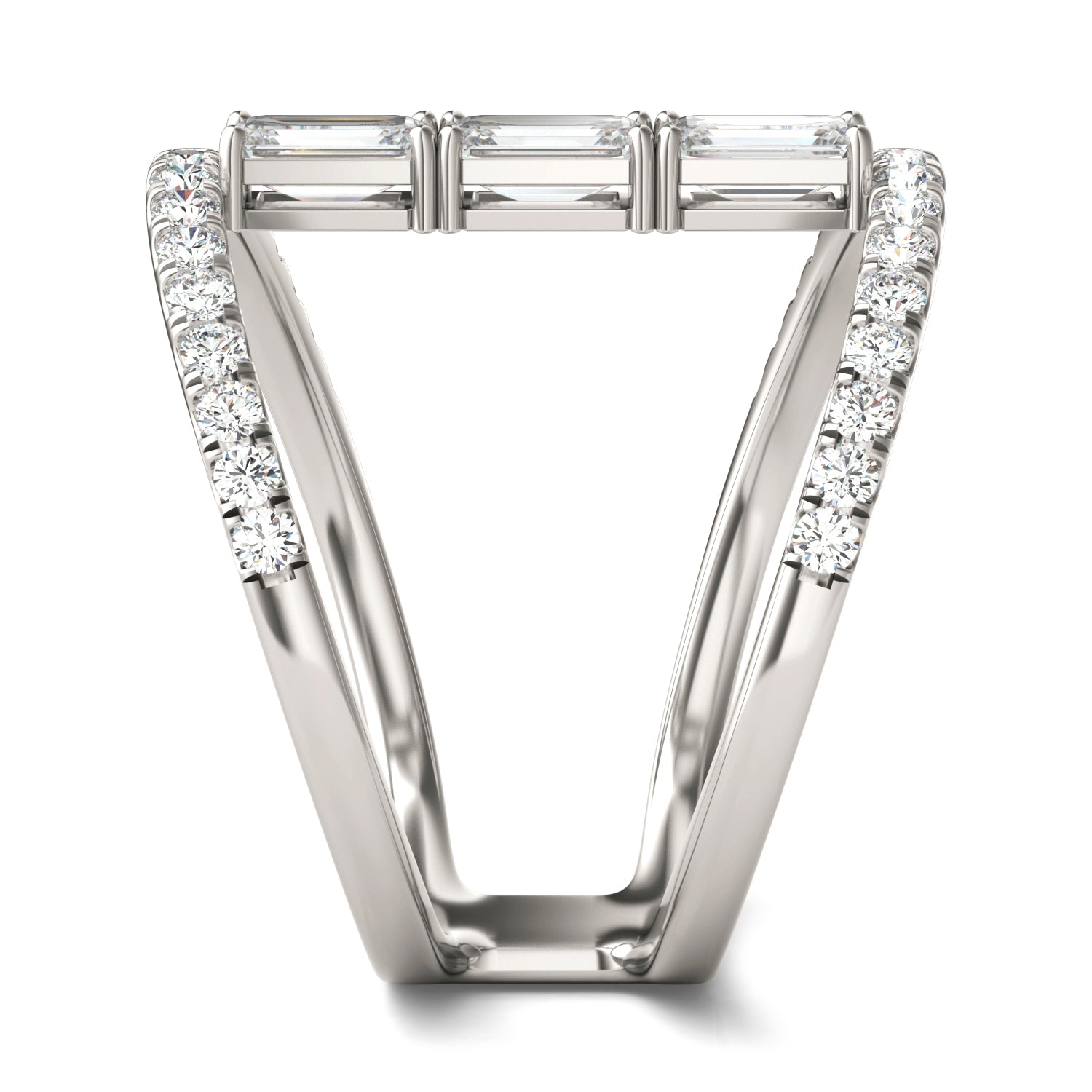 1 1/2 CTW Emerald Caydia® Lab Grown Diamond Couture Geometric Fashion Ring