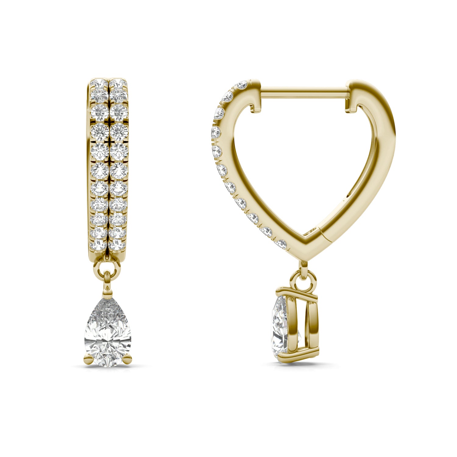 1 1/10 CTW Pear Caydia® Lab Grown Diamond Huggie Drop Earrings