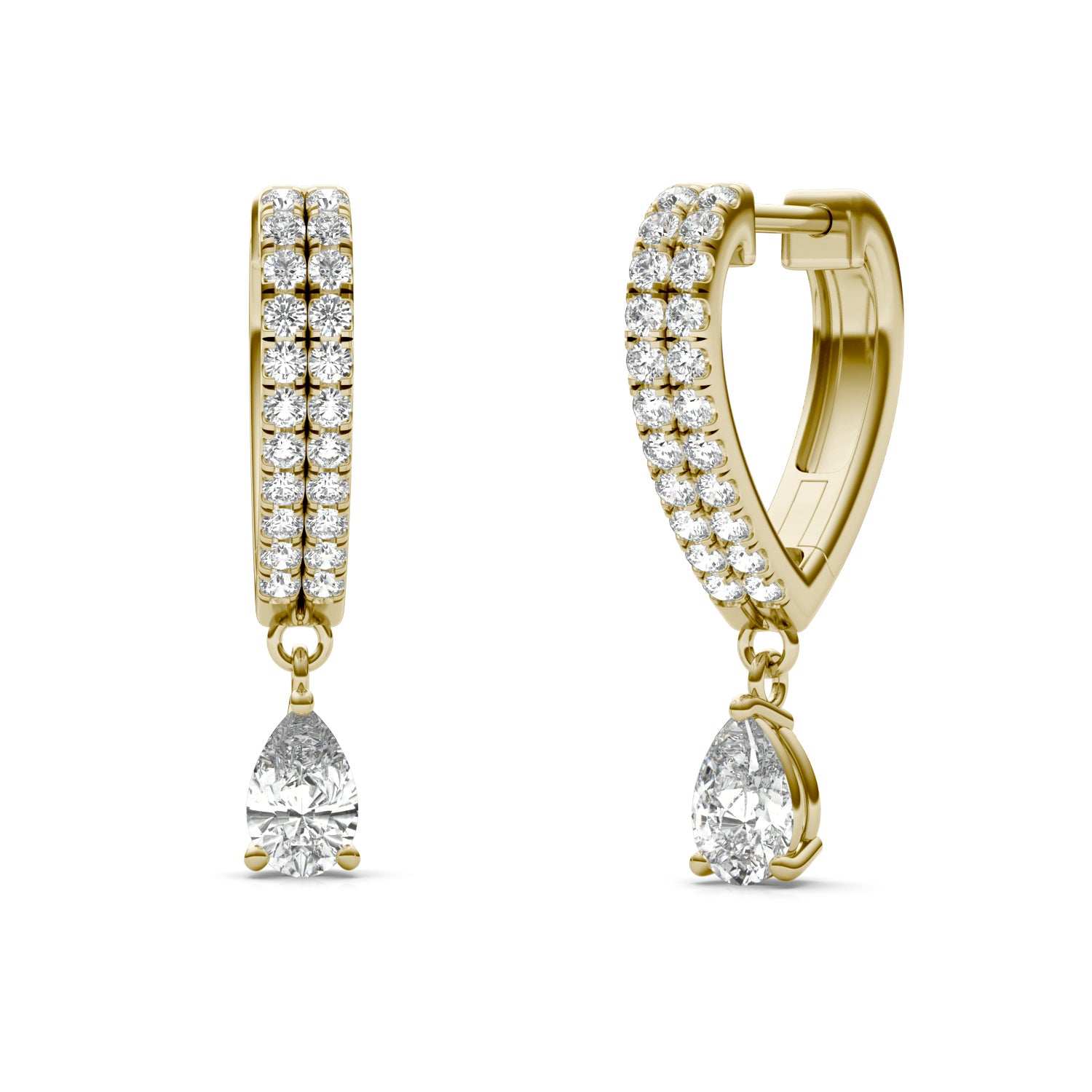 1 1/10 CTW Pear Caydia® Lab Grown Diamond Huggie Drop Earrings