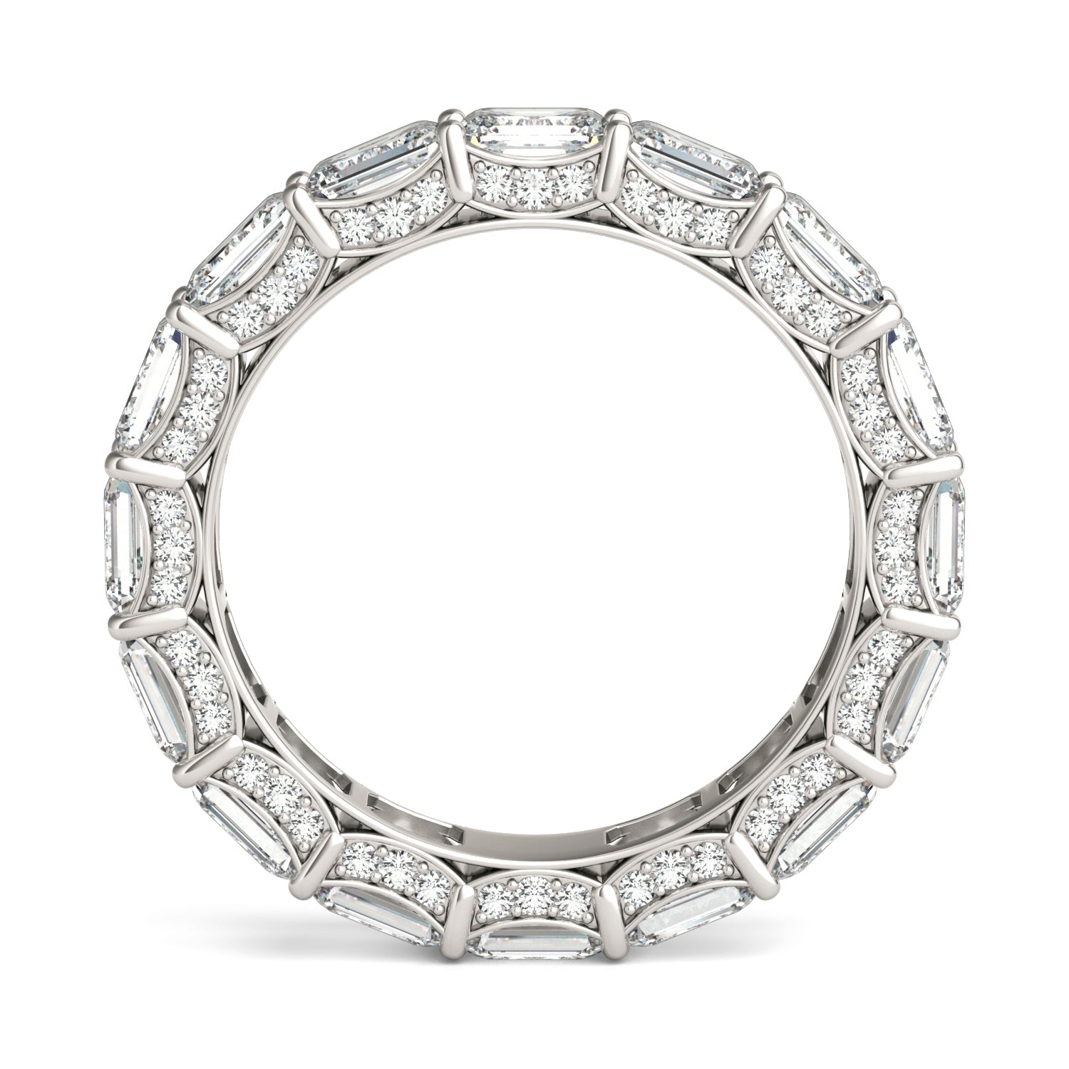 2 5/8 CTW Emerald Caydia® Lab Grown Diamond Couture Side Accented Eternity Ring