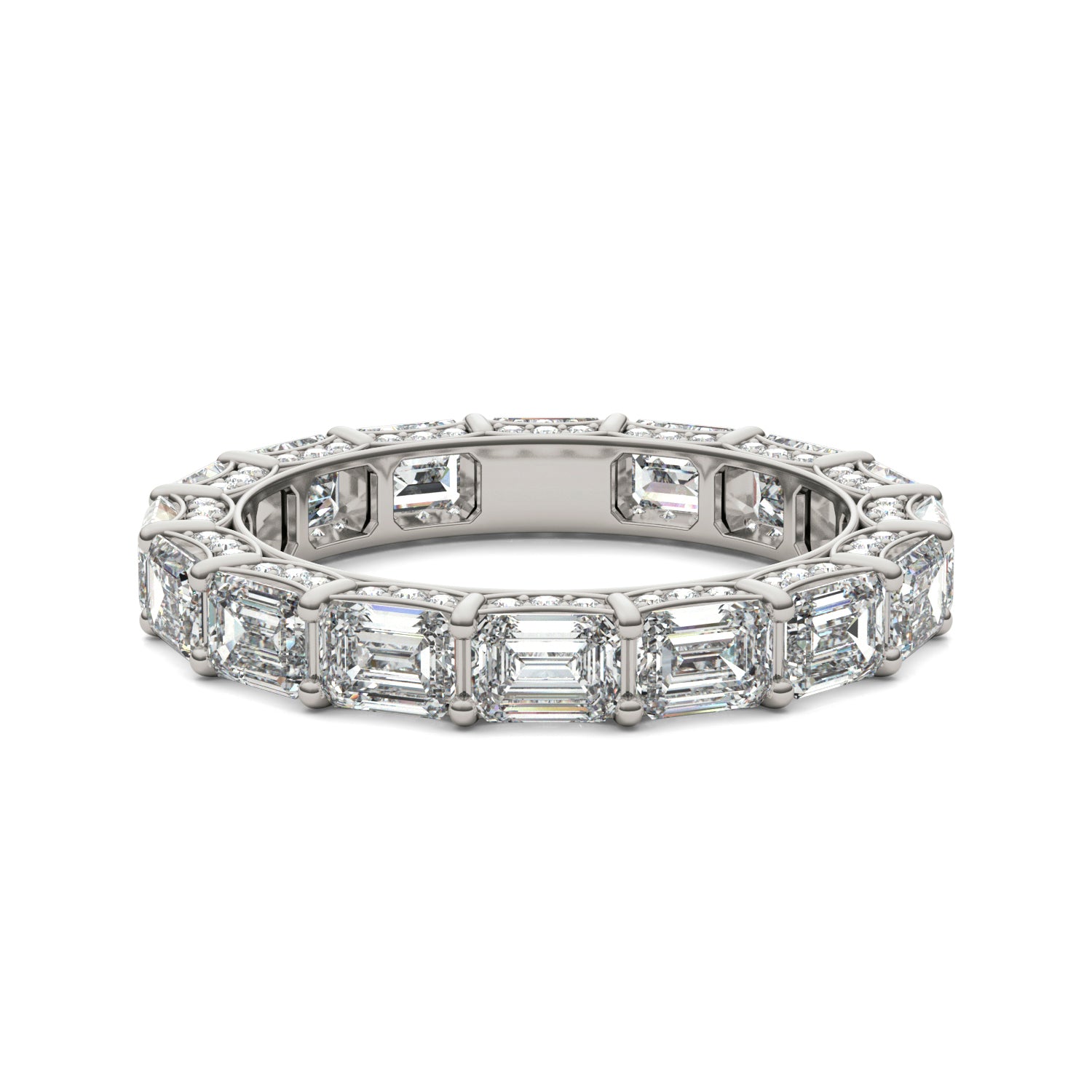 2 5/8 CTW Emerald Caydia® Lab Grown Diamond Couture Side Accented Eternity Ring