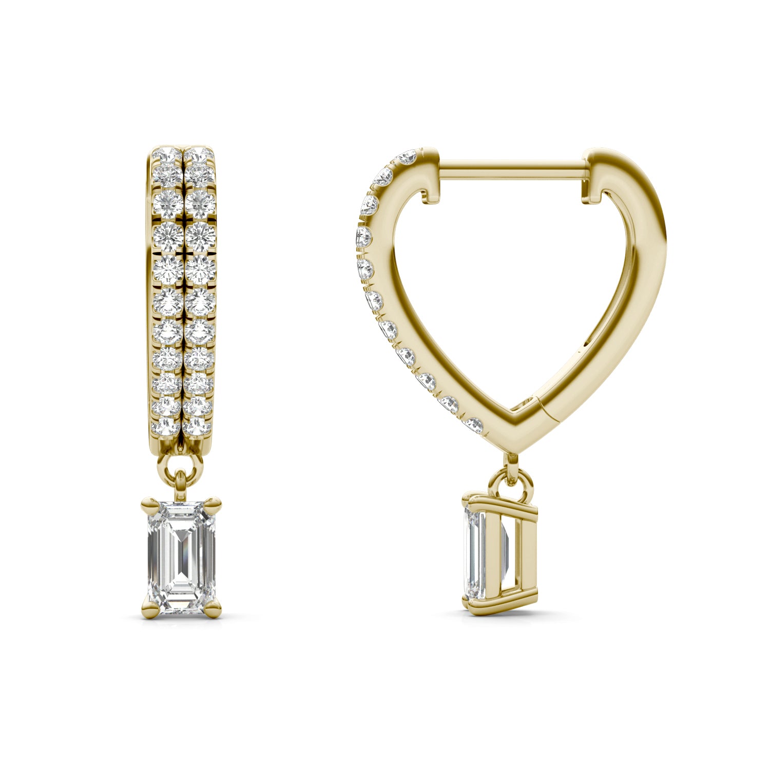 1 1/10 CTW Emerald Caydia® Lab Grown Diamond Huggie Dangle Earrings