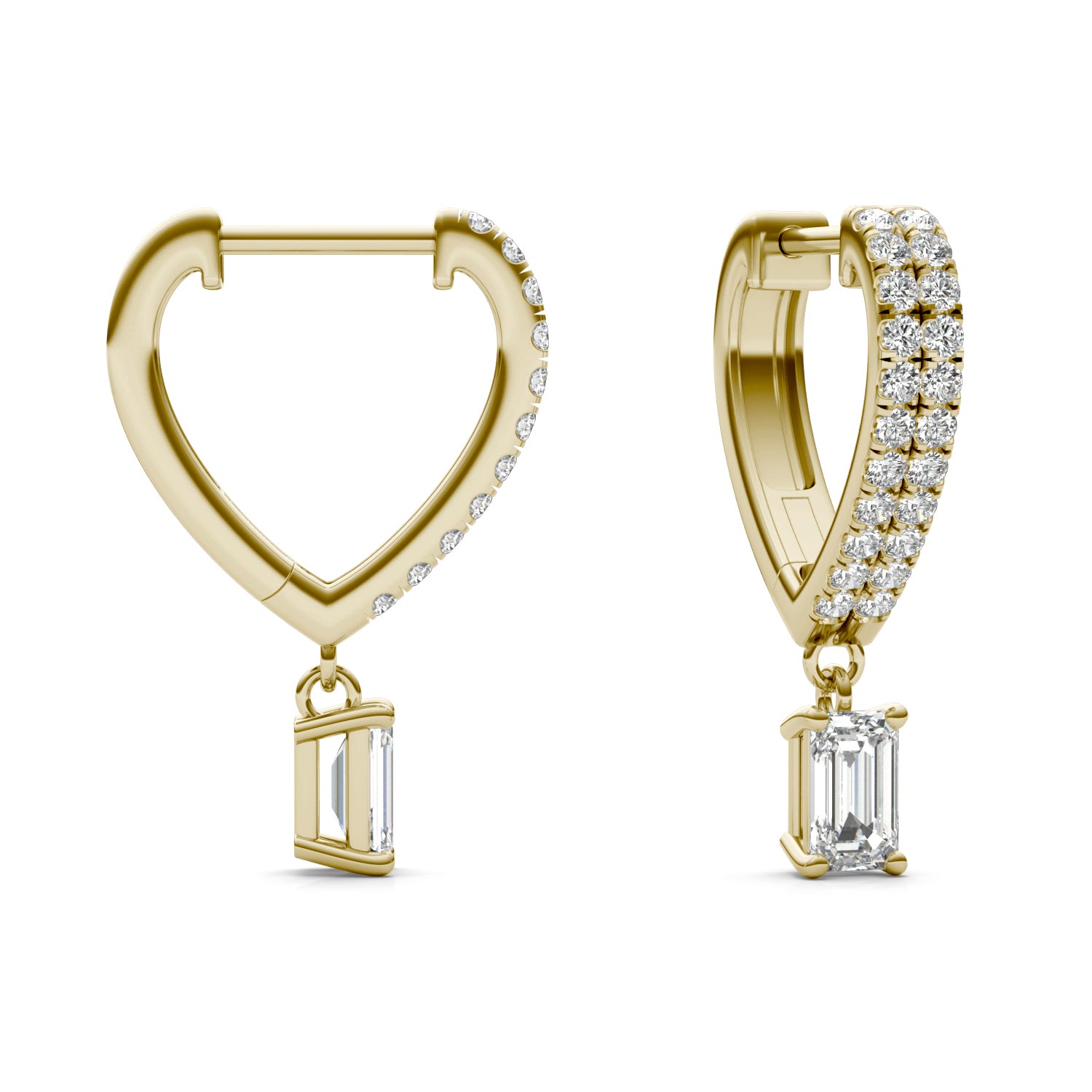 1 1/10 CTW Emerald Caydia® Lab Grown Diamond Huggie Dangle Earrings