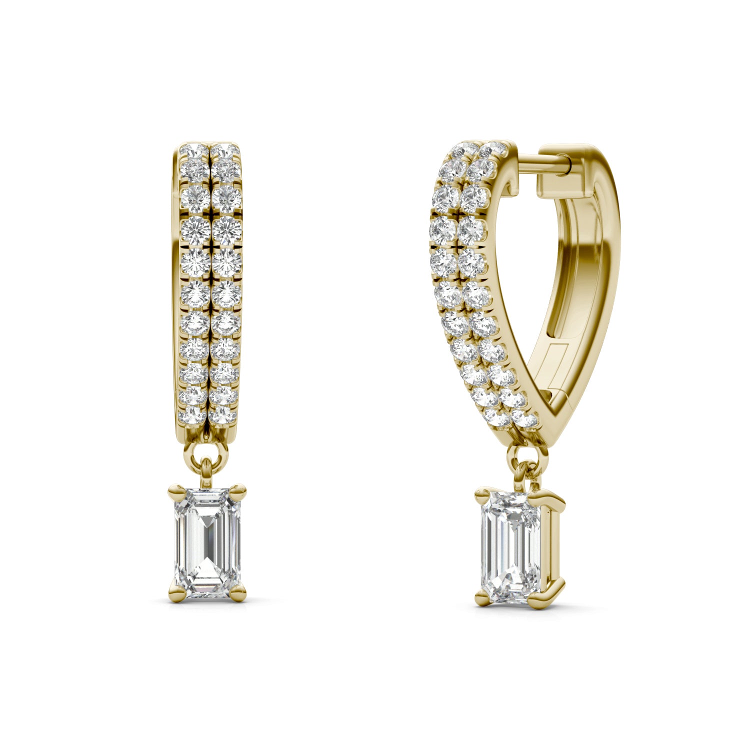 1 1/10 CTW Emerald Caydia® Lab Grown Diamond Huggie Dangle Earrings