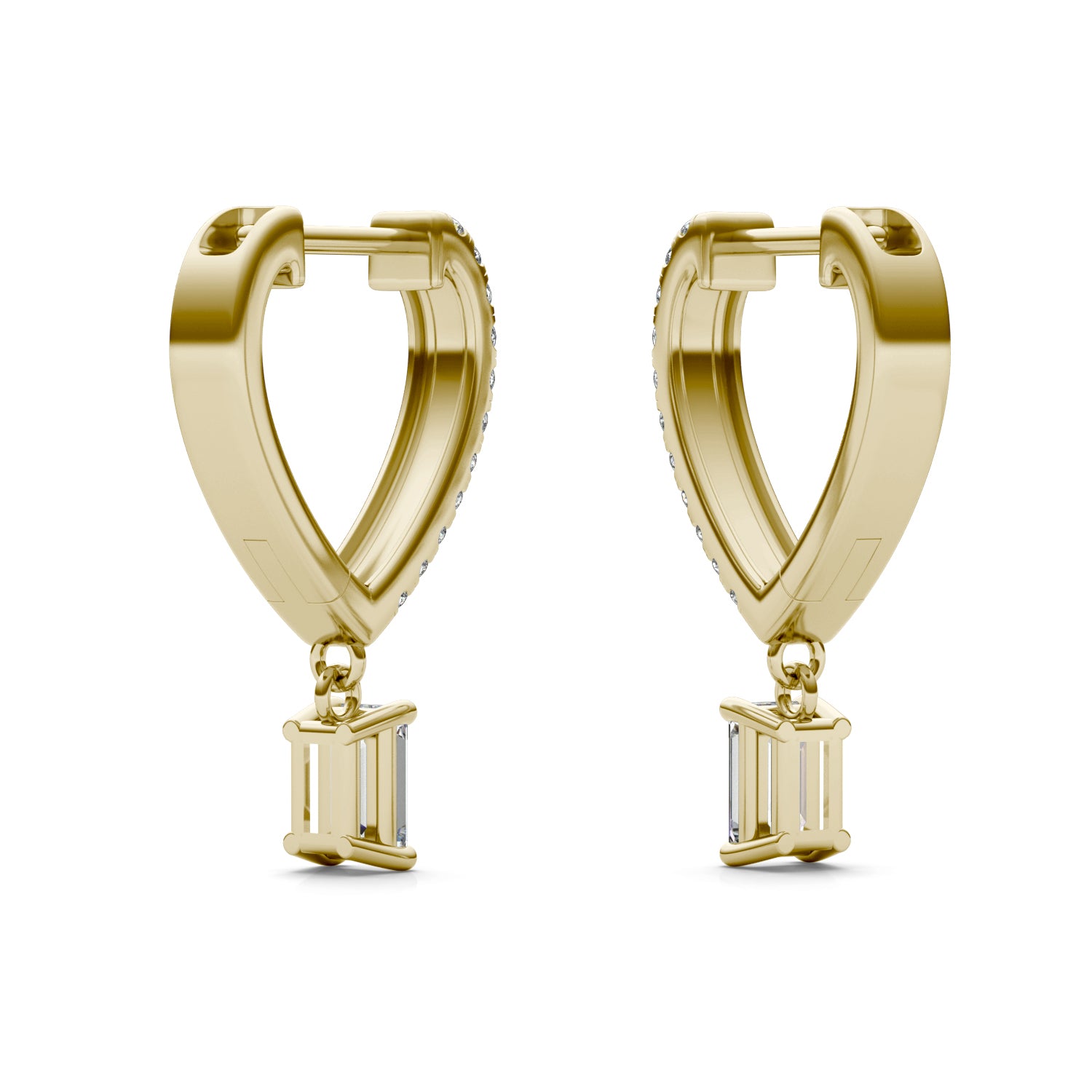 1 1/10 CTW Emerald Caydia® Lab Grown Diamond Huggie Dangle Earrings