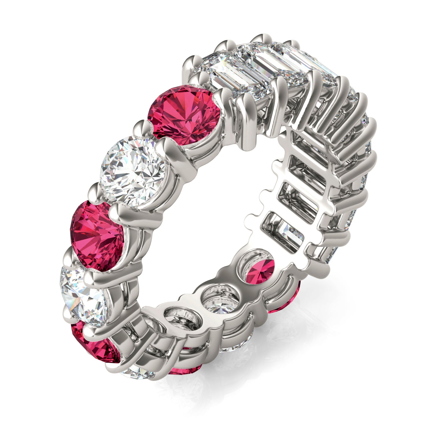 3 2/5 CTW Round Caydia® Lab Grown Diamond Couture Two Sided Eternity Ring featuring Created Ruby