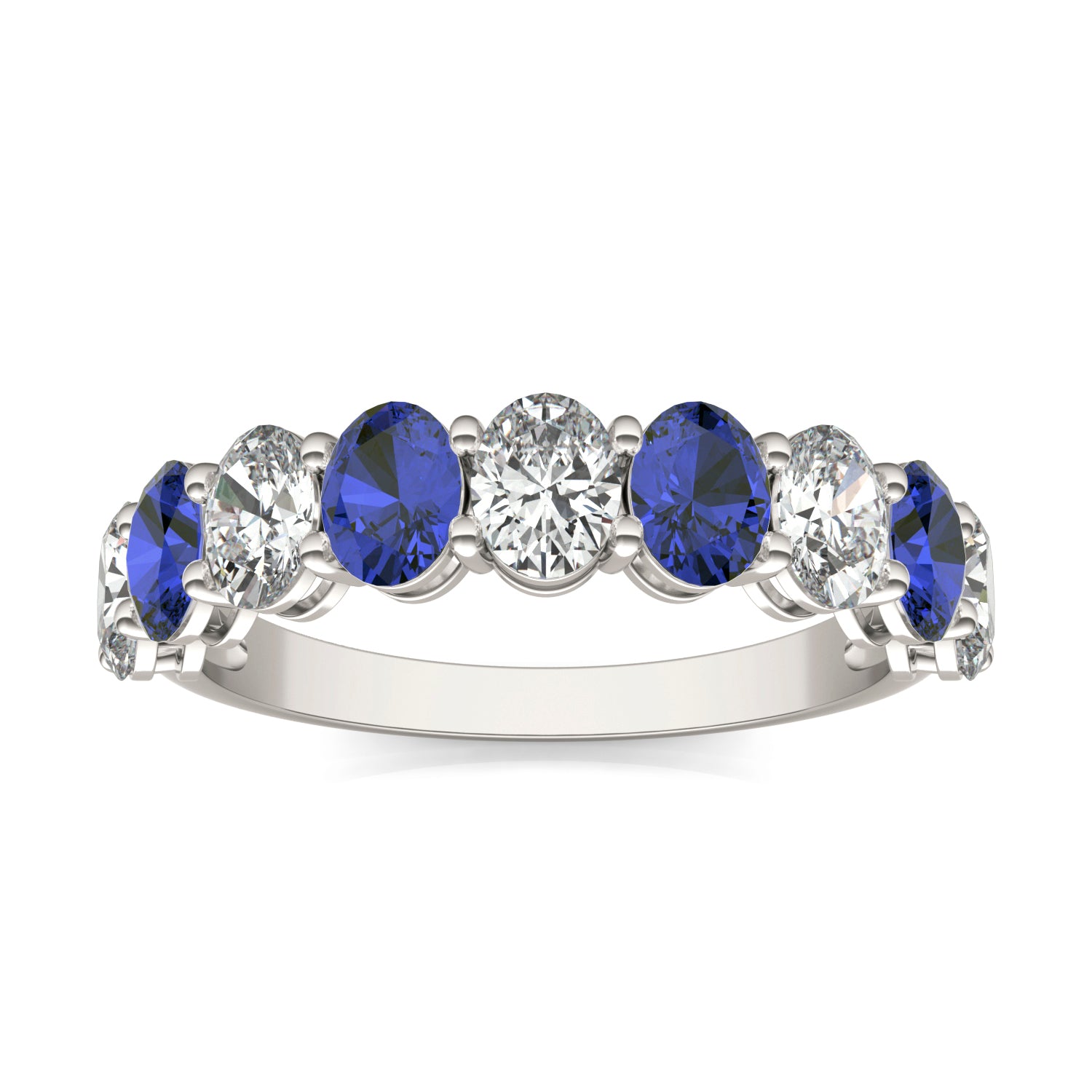 1 CTW Oval Caydia® Lab Grown Diamond Classic Anniversary Ring featuring Created Sapphire