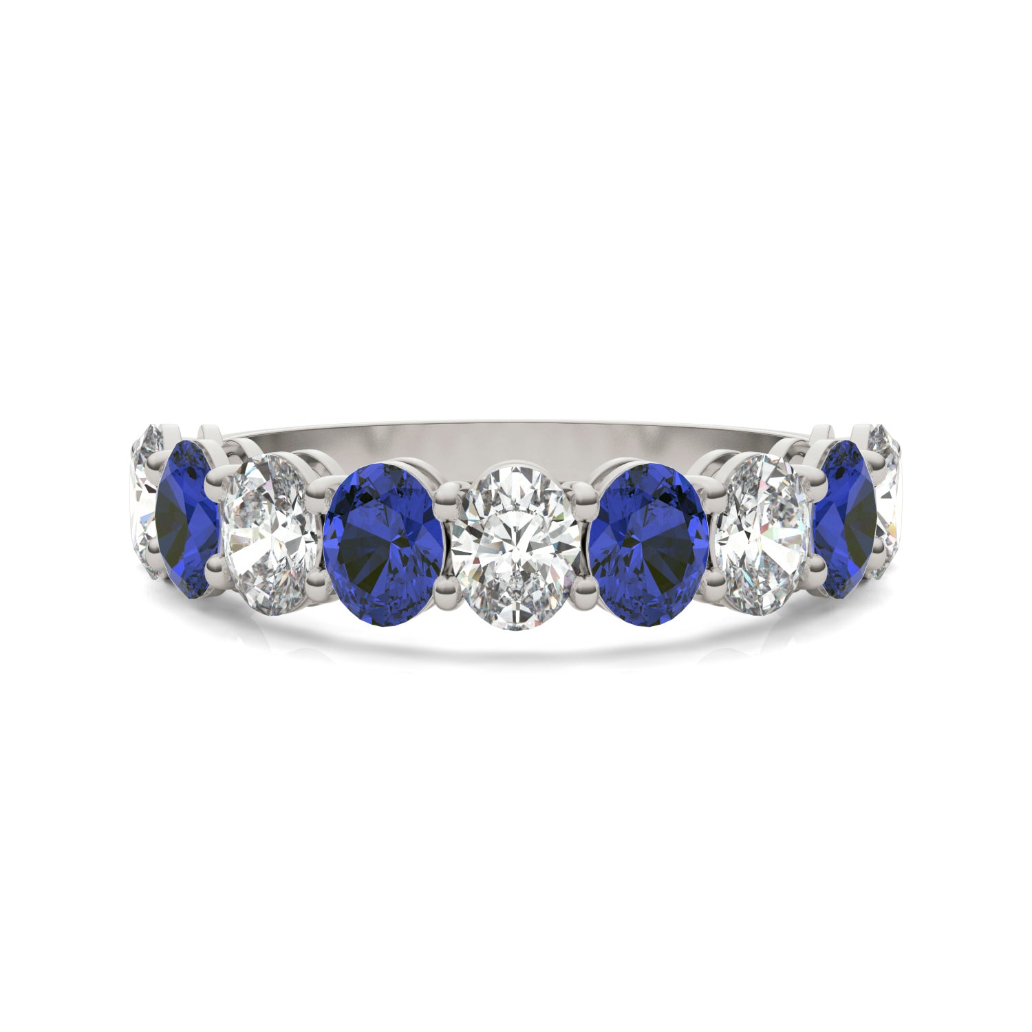 1 CTW Oval Caydia® Lab Grown Diamond Classic Anniversary Ring featuring Created Sapphire