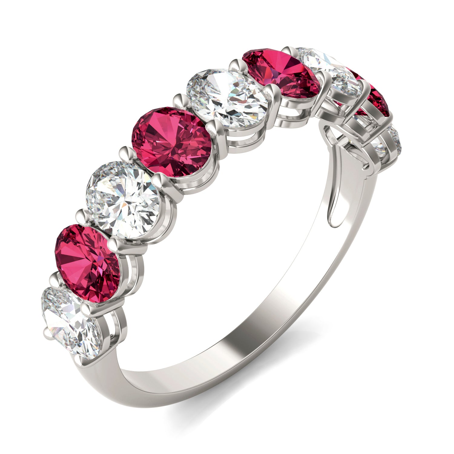 1 CTW Oval Caydia® Lab Grown Diamond Classic Anniversary Ring featuring Created Ruby