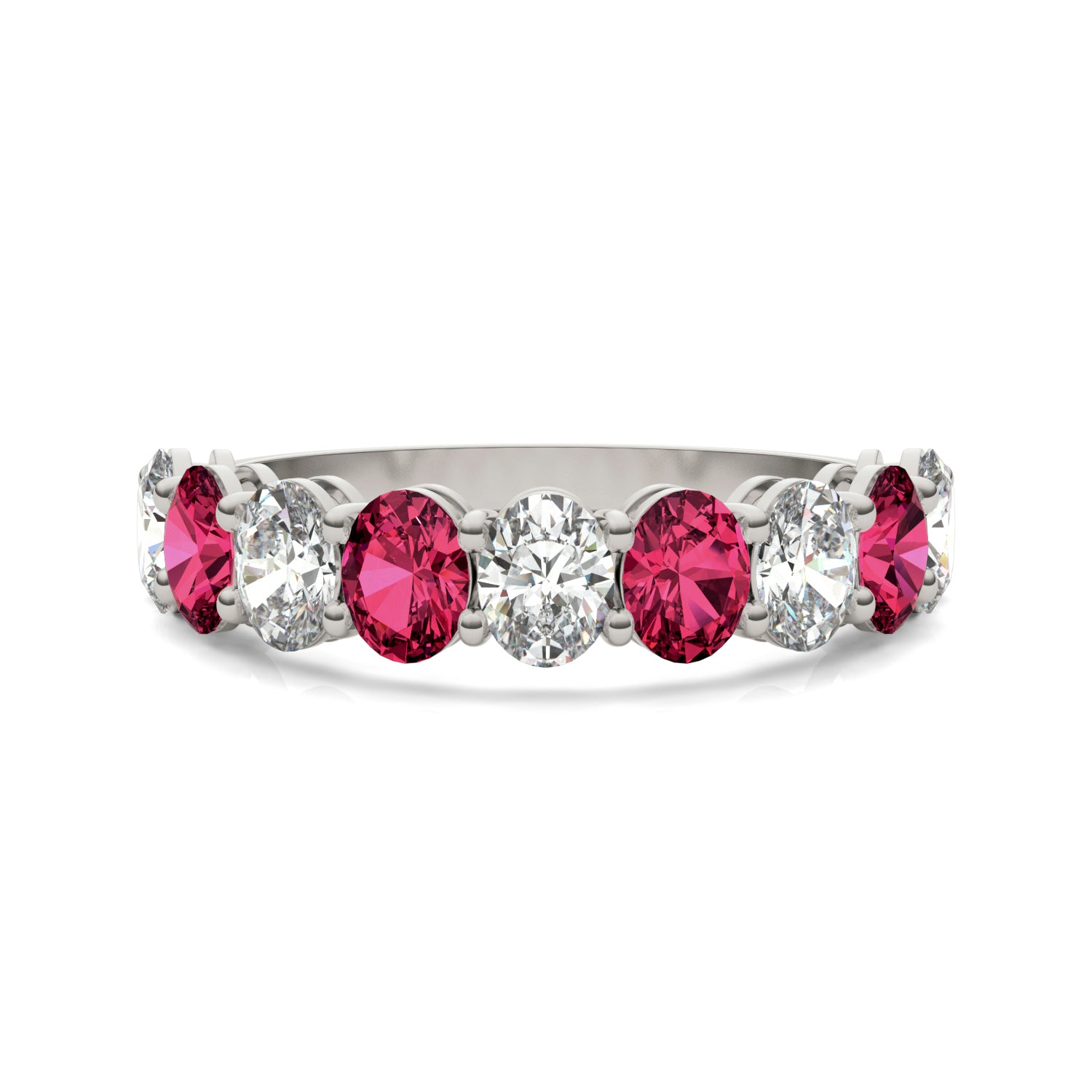 1 CTW Oval Caydia® Lab Grown Diamond Classic Anniversary Ring featuring Created Ruby