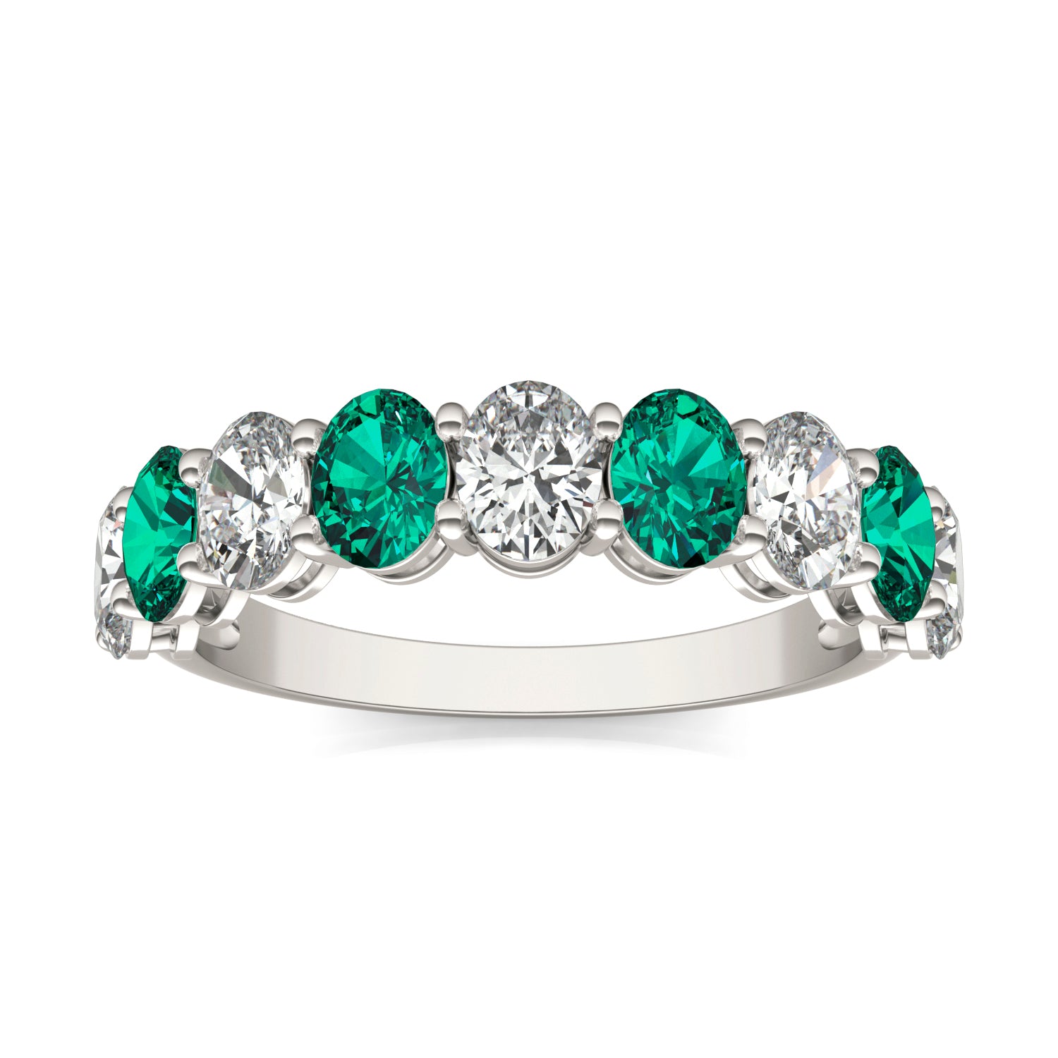 1 CTW Oval Caydia® Lab Grown Diamond Classic Anniversary Ring featuring Created Emerald