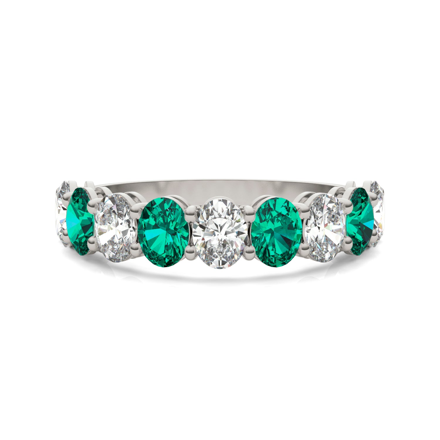 1 CTW Oval Caydia® Lab Grown Diamond Classic Anniversary Ring featuring Created Emerald
