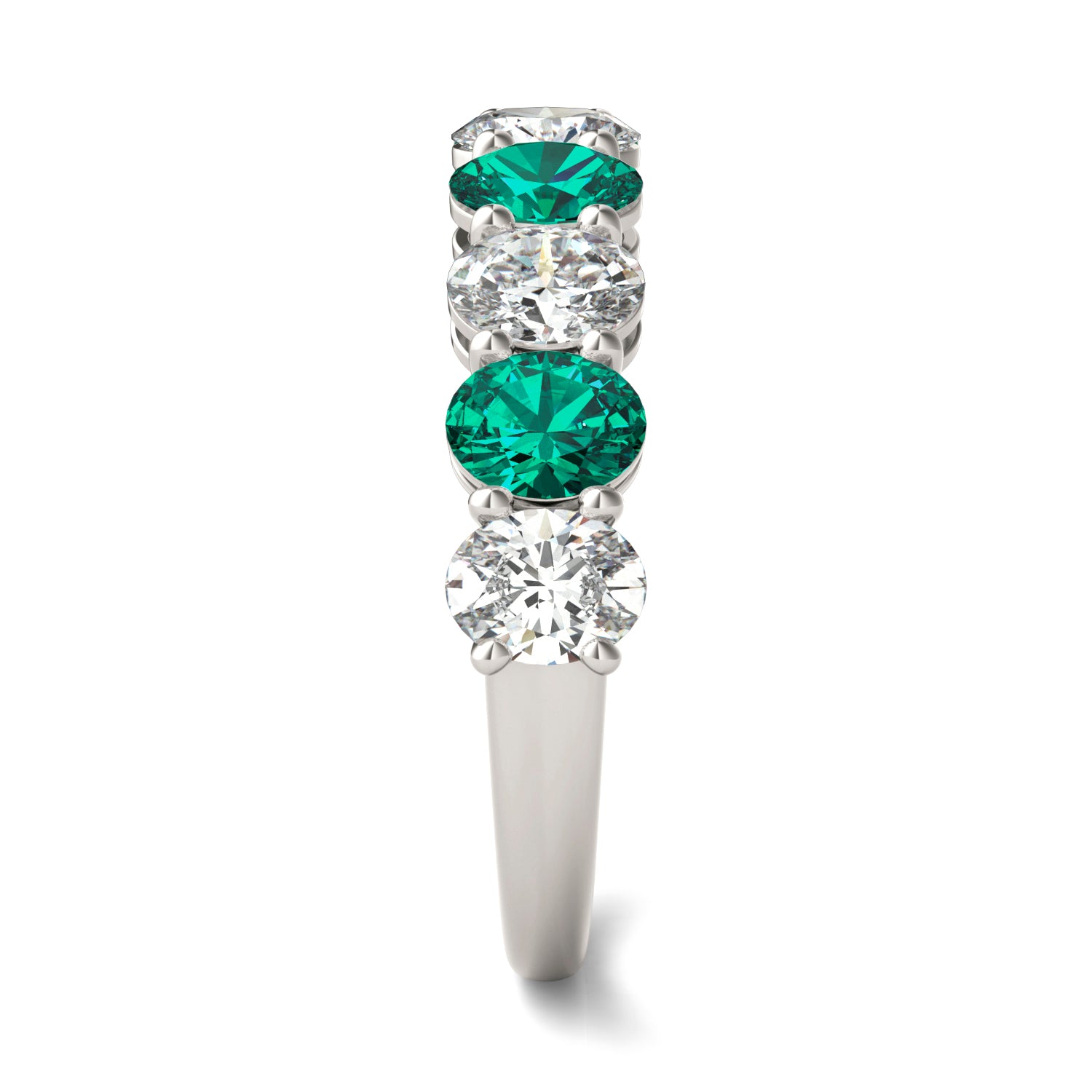 1 CTW Oval Caydia® Lab Grown Diamond Classic Anniversary Ring featuring Created Emerald