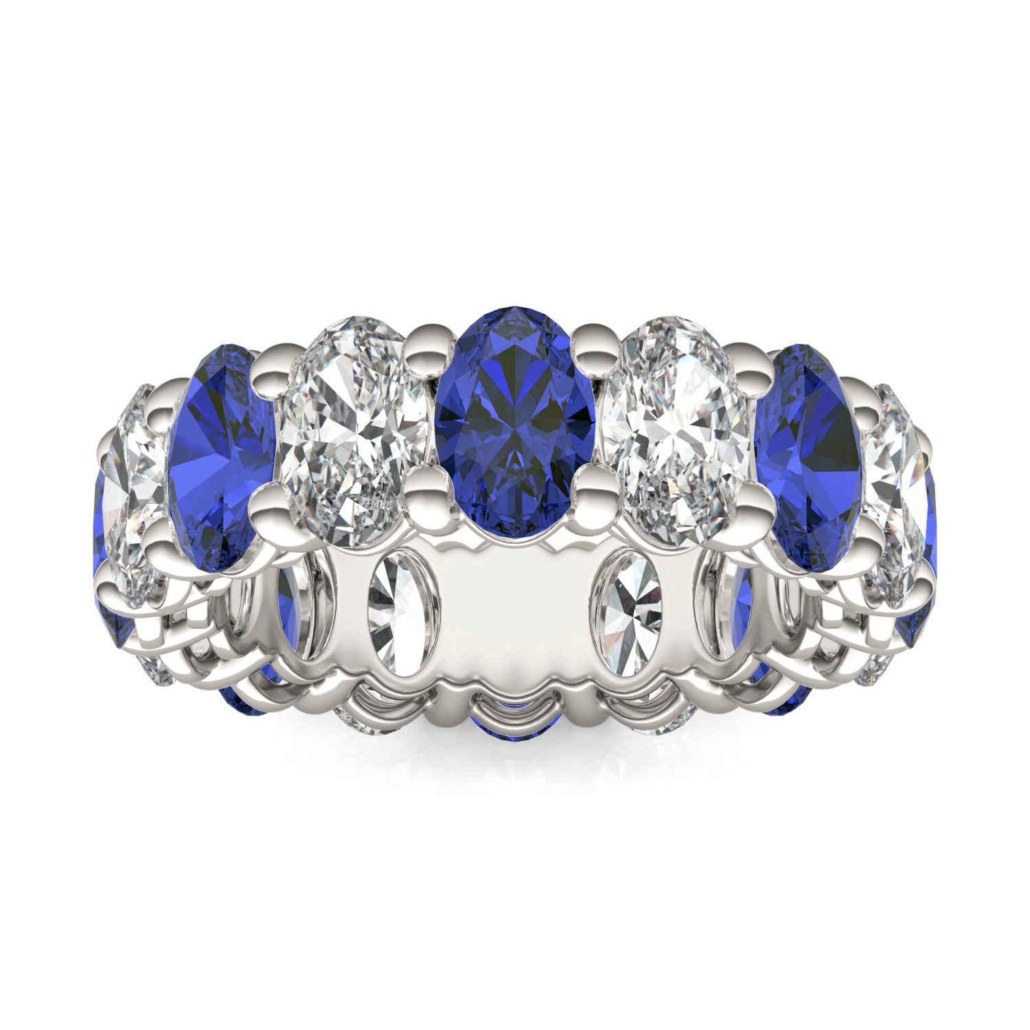 2 2/3 CTW Oval Caydia® Lab Grown Diamond Couture Classic Eternity Ring featuring Created Sapphire