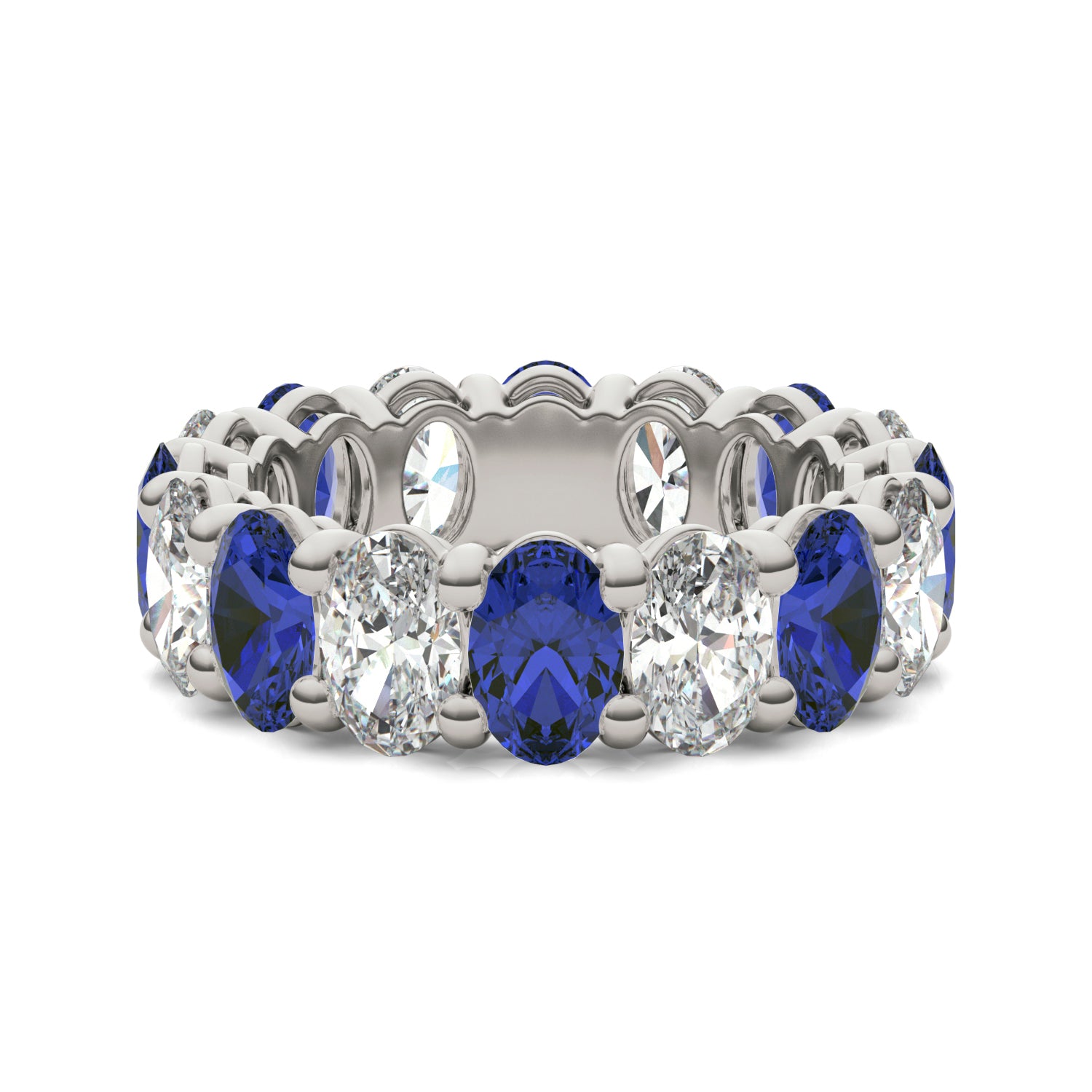2 2/3 CTW Oval Caydia® Lab Grown Diamond Couture Classic Eternity Ring featuring Created Sapphire