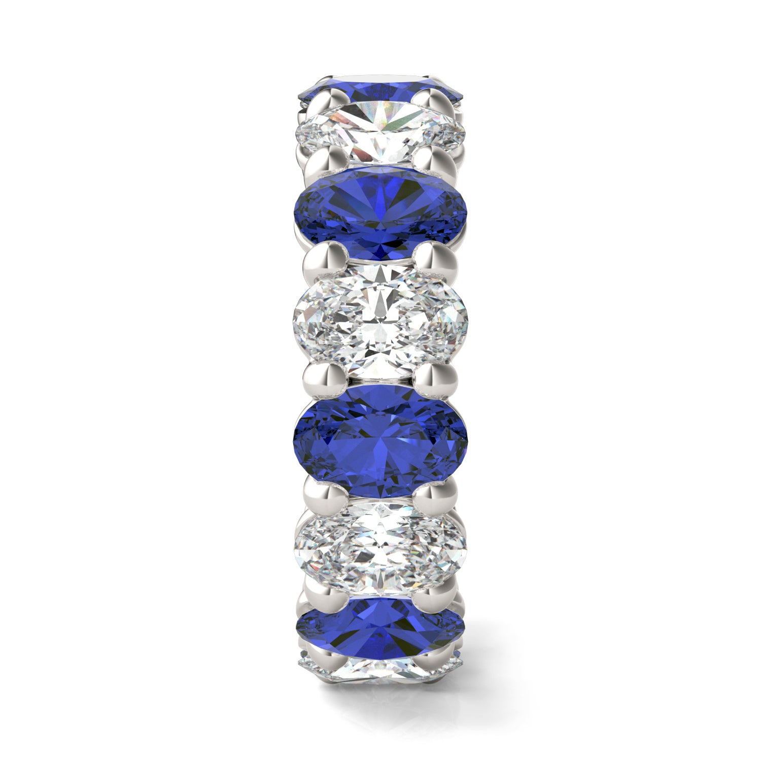 2 2/3 CTW Oval Caydia® Lab Grown Diamond Couture Classic Eternity Ring featuring Created Sapphire