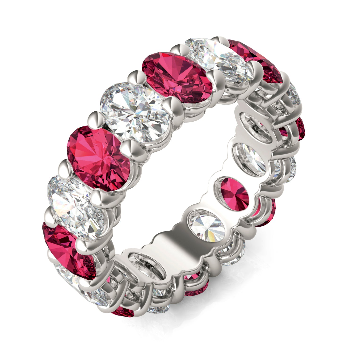 2 2/3 CTW Oval Caydia® Lab Grown Diamond Couture Classic Eternity Ring featuring Created Ruby