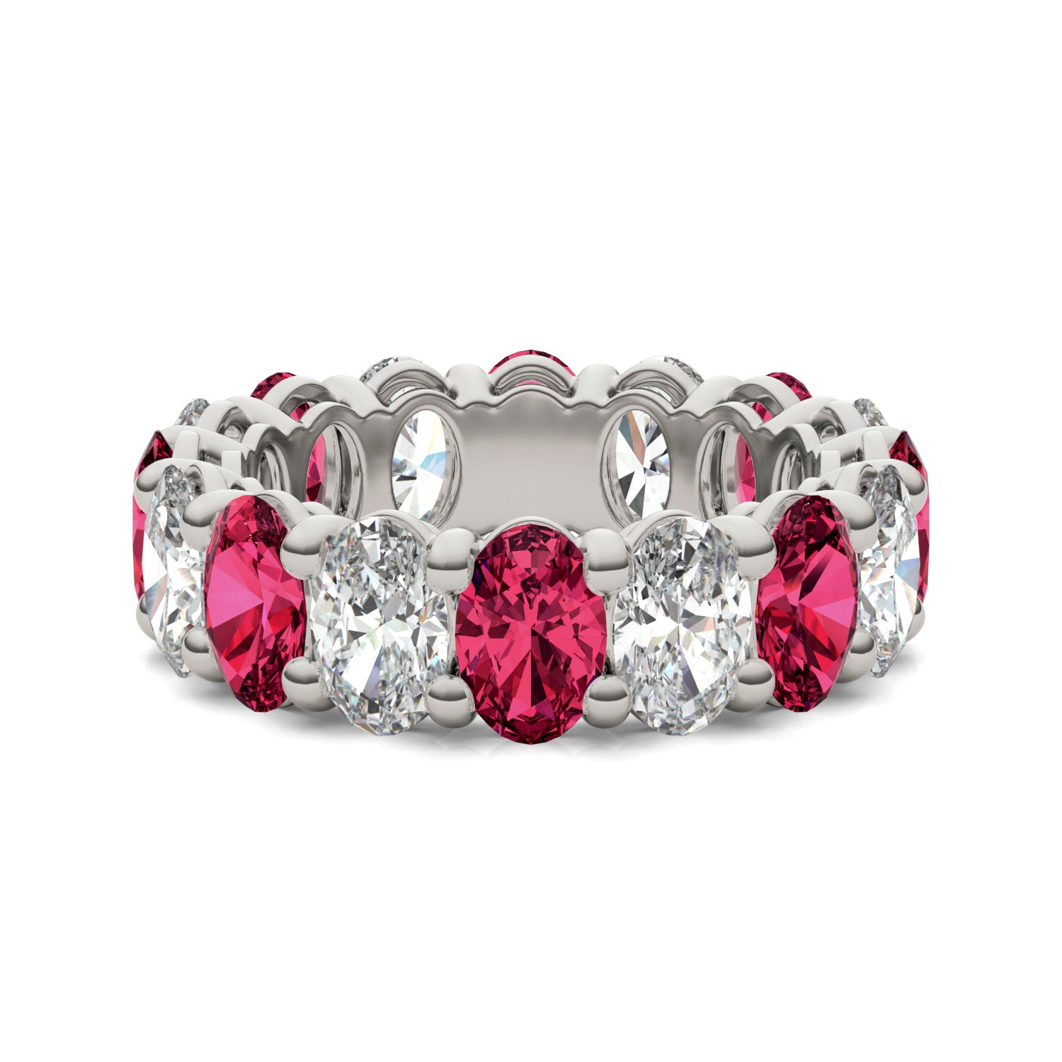 2 2/3 CTW Oval Caydia® Lab Grown Diamond Couture Classic Eternity Ring featuring Created Ruby