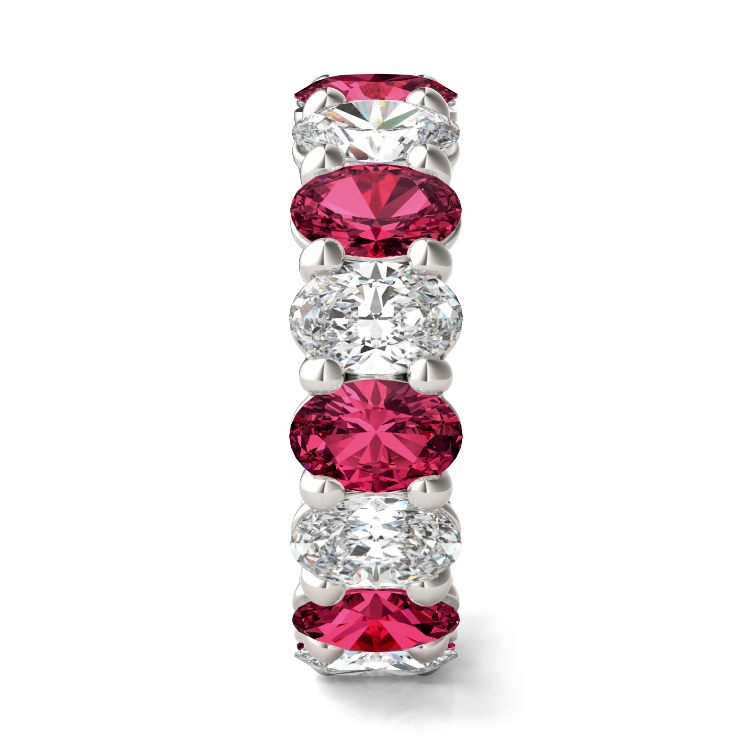 2 2/3 CTW Oval Caydia® Lab Grown Diamond Couture Classic Eternity Ring featuring Created Ruby