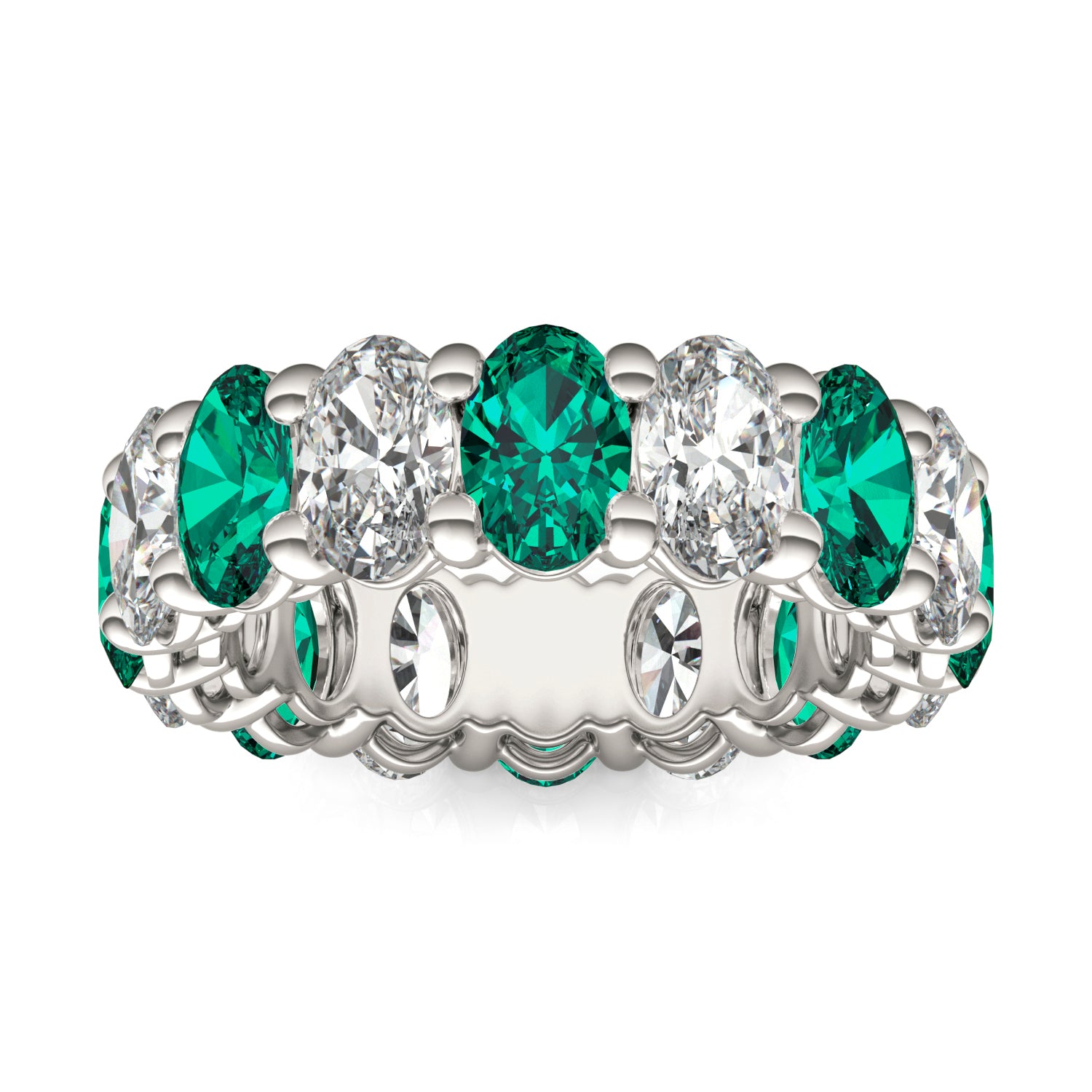 2 2/3 CTW Oval Caydia® Lab Grown Diamond Couture Classic Eternity Ring featuring Created Emerald