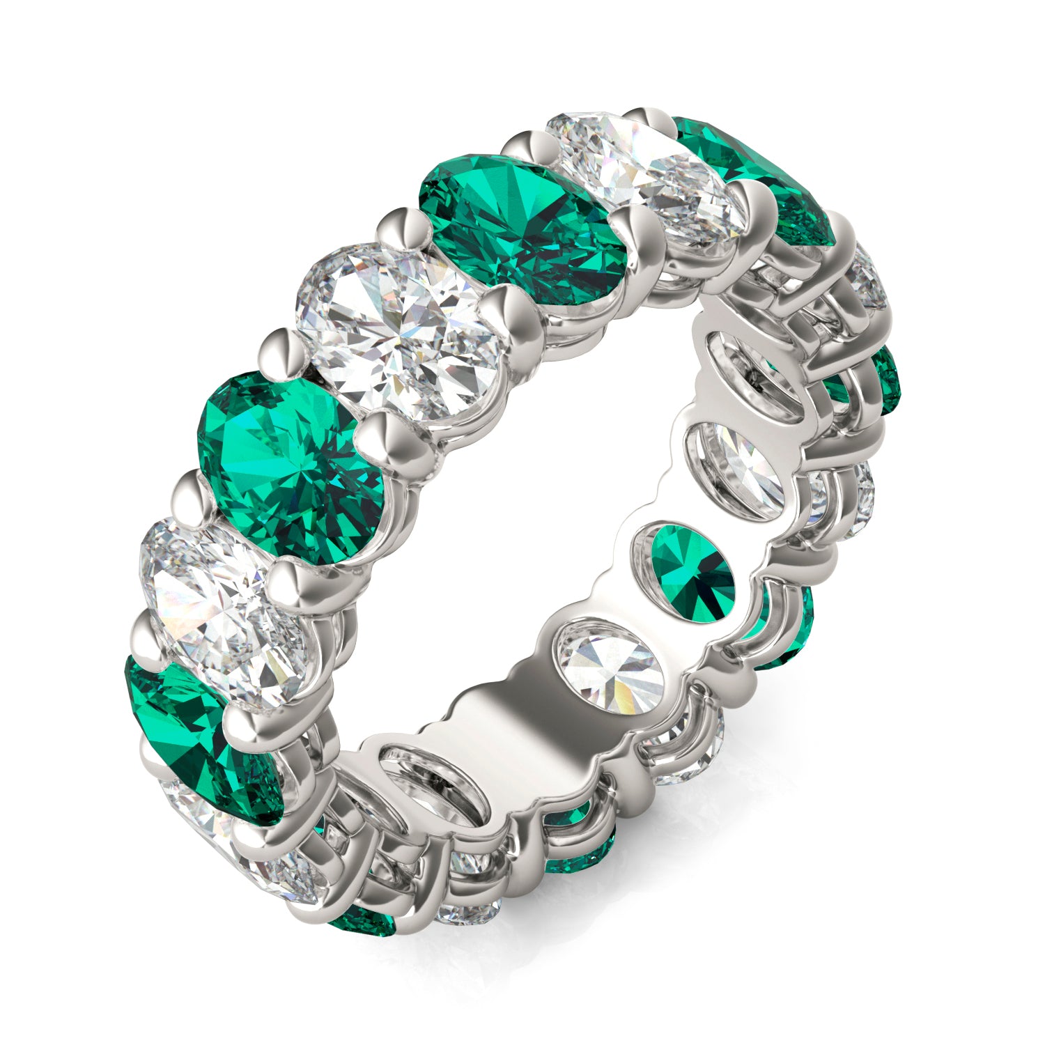 2 2/3 CTW Oval Caydia® Lab Grown Diamond Couture Classic Eternity Ring featuring Created Emerald
