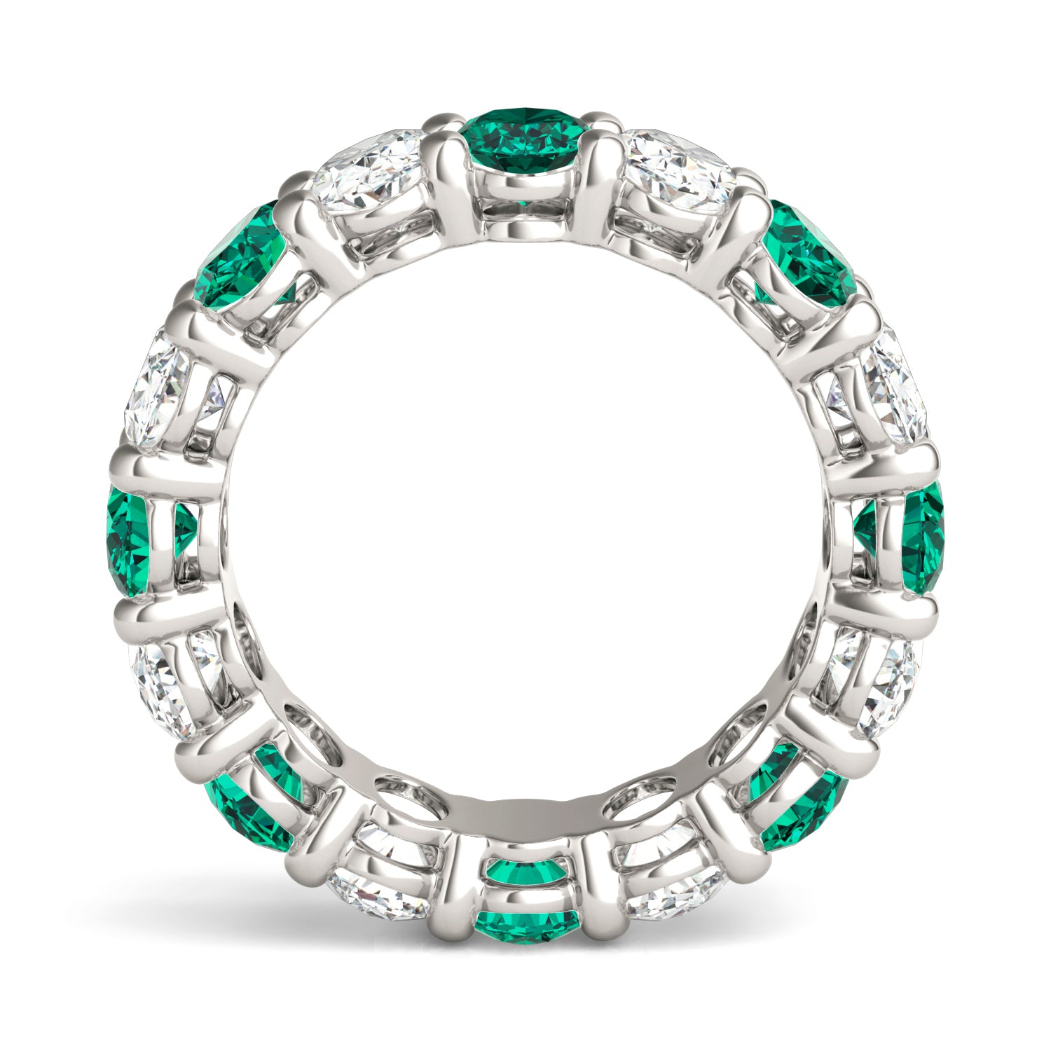 2 2/3 CTW Oval Caydia® Lab Grown Diamond Couture Classic Eternity Ring featuring Created Emerald