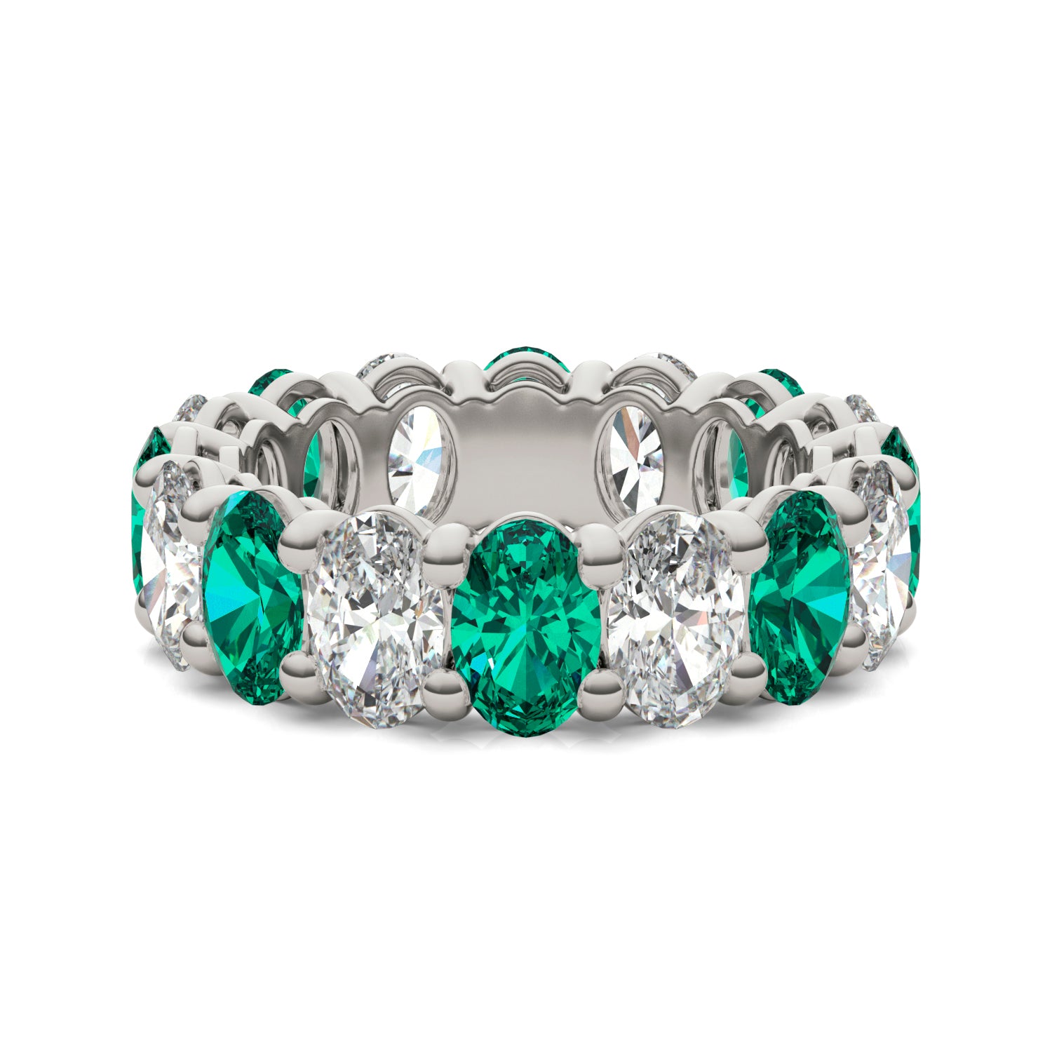 2 2/3 CTW Oval Caydia® Lab Grown Diamond Couture Classic Eternity Ring featuring Created Emerald