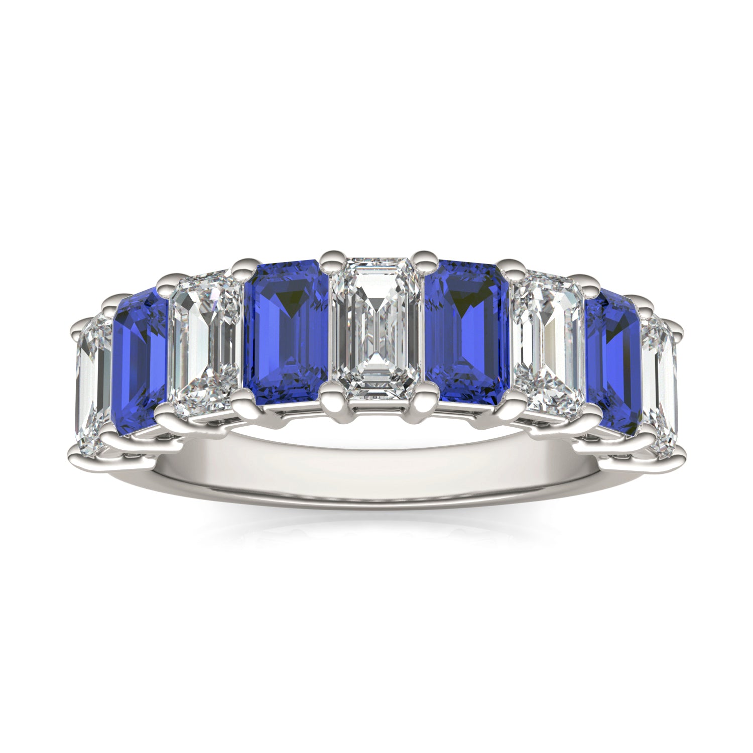 1 CTW Emerald Caydia® Lab Grown Diamond Classic Anniversary Ring featuring Created Sapphire