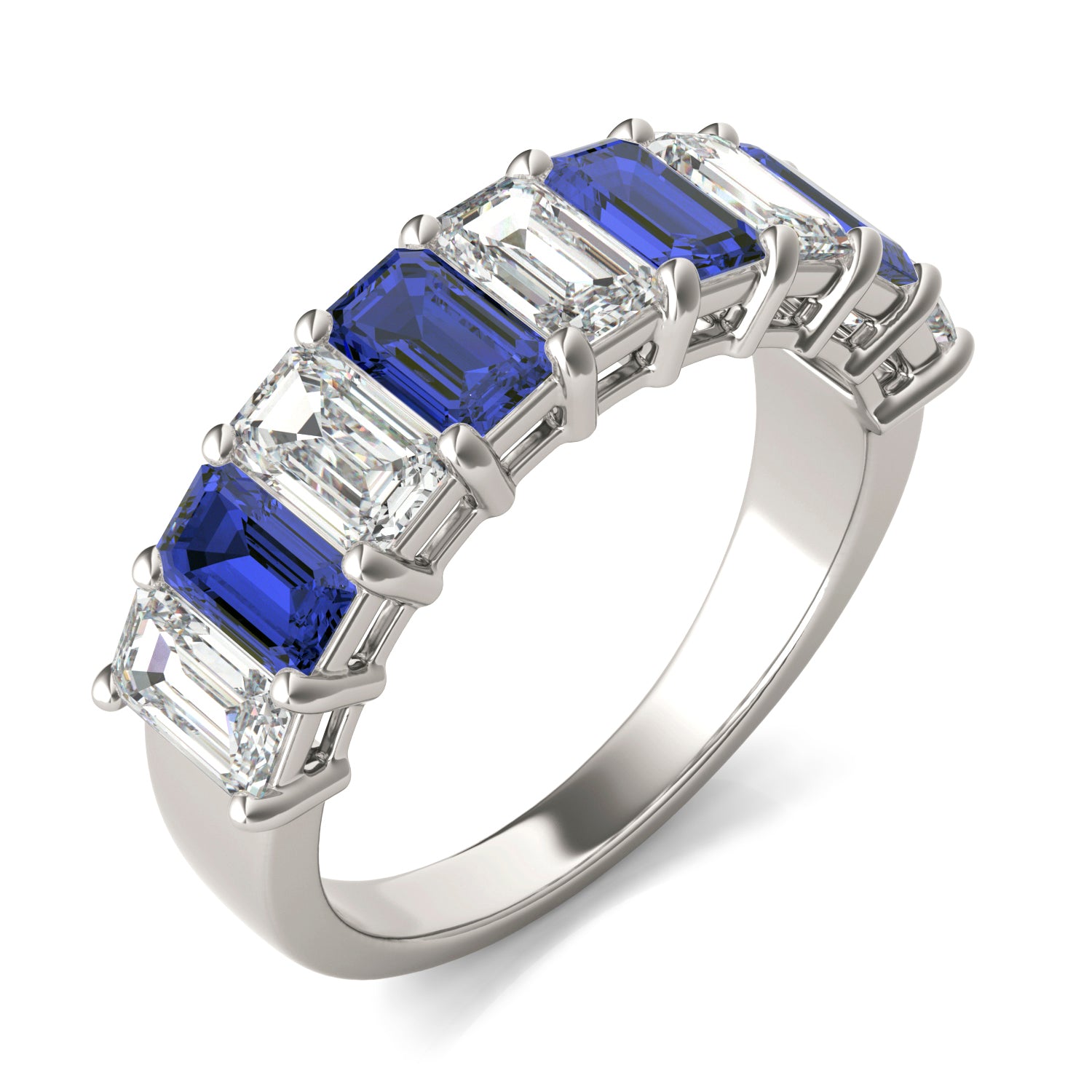 1 CTW Emerald Caydia® Lab Grown Diamond Classic Anniversary Ring featuring Created Sapphire