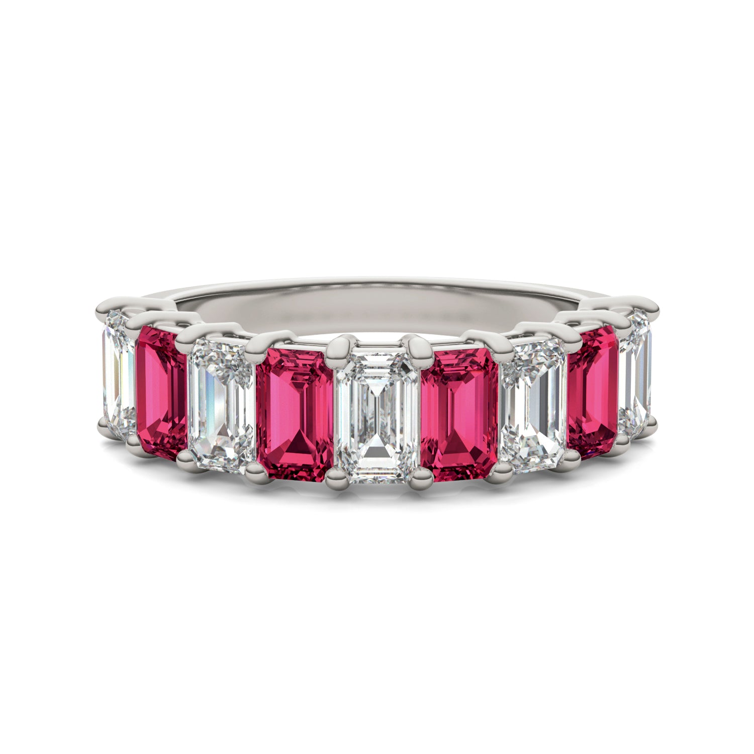 1 CTW Emerald Caydia® Lab Grown Diamond Classic Anniversary Ring featuring Created Ruby