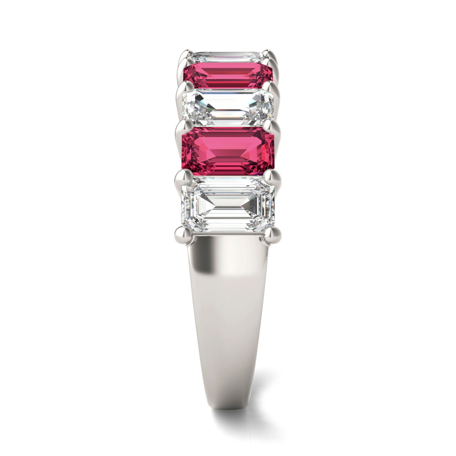 1 CTW Emerald Caydia® Lab Grown Diamond Classic Anniversary Ring featuring Created Ruby