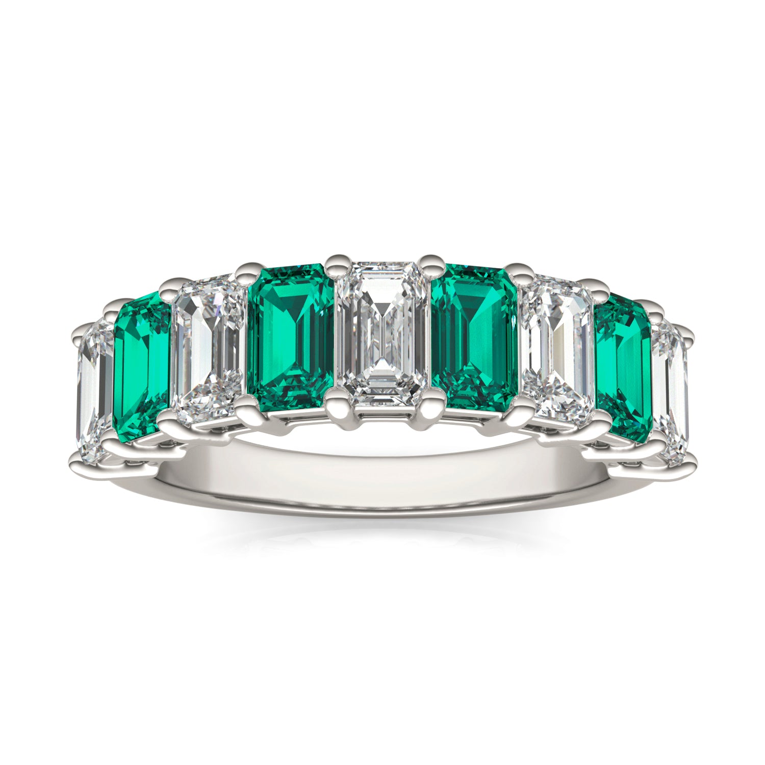1 CTW Emerald Caydia® Lab Grown Diamond Classic Anniversary Ring featuring Created Emerald