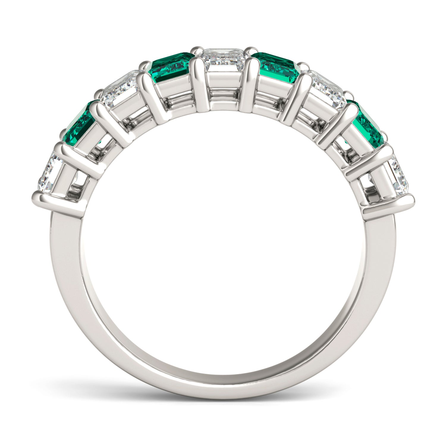 1 CTW Emerald Caydia® Lab Grown Diamond Classic Anniversary Ring featuring Created Emerald