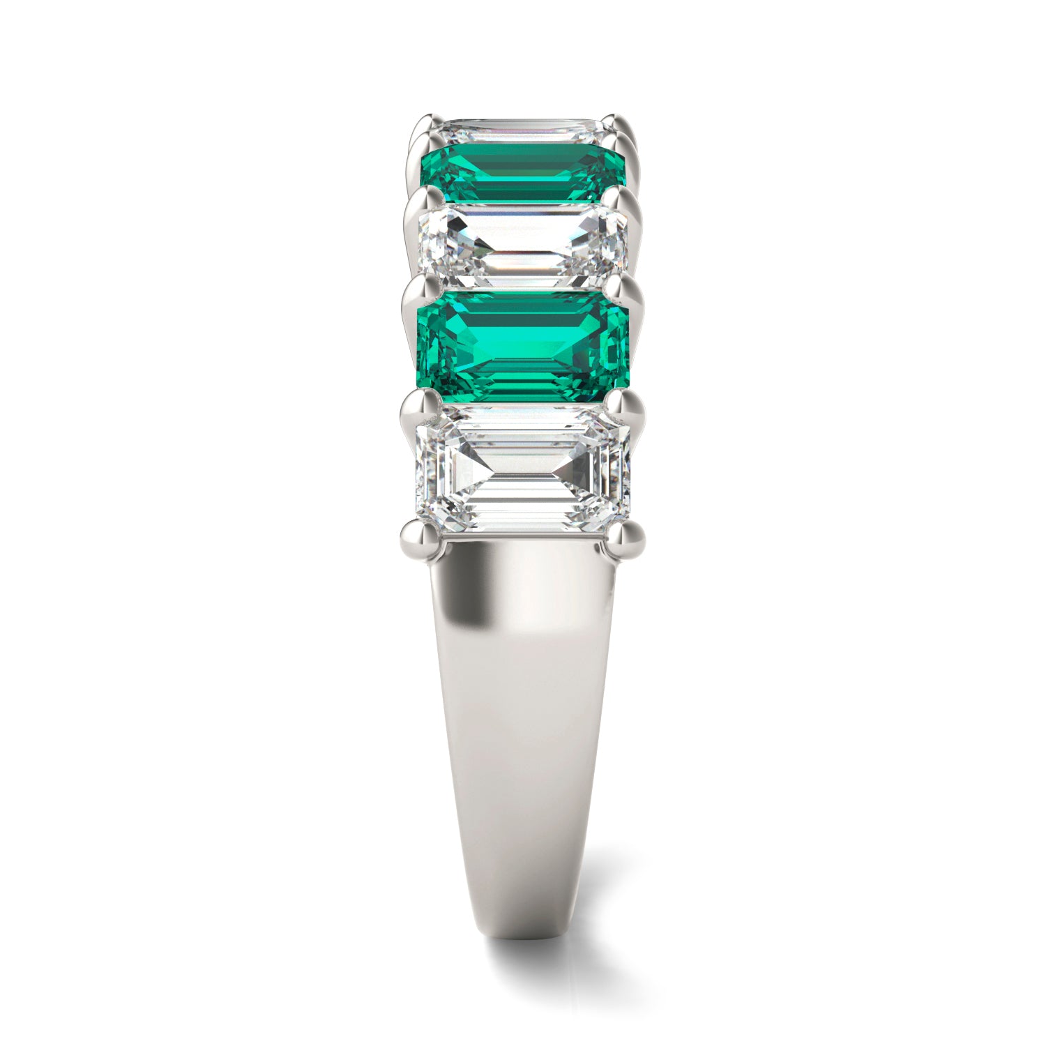 1 CTW Emerald Caydia® Lab Grown Diamond Classic Anniversary Ring featuring Created Emerald
