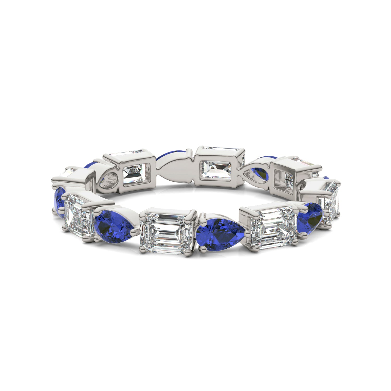 1 5/8 CTW Emerald Caydia® Lab Grown Diamond Alternating Stones Eternity Ring featuring Created Sapphire