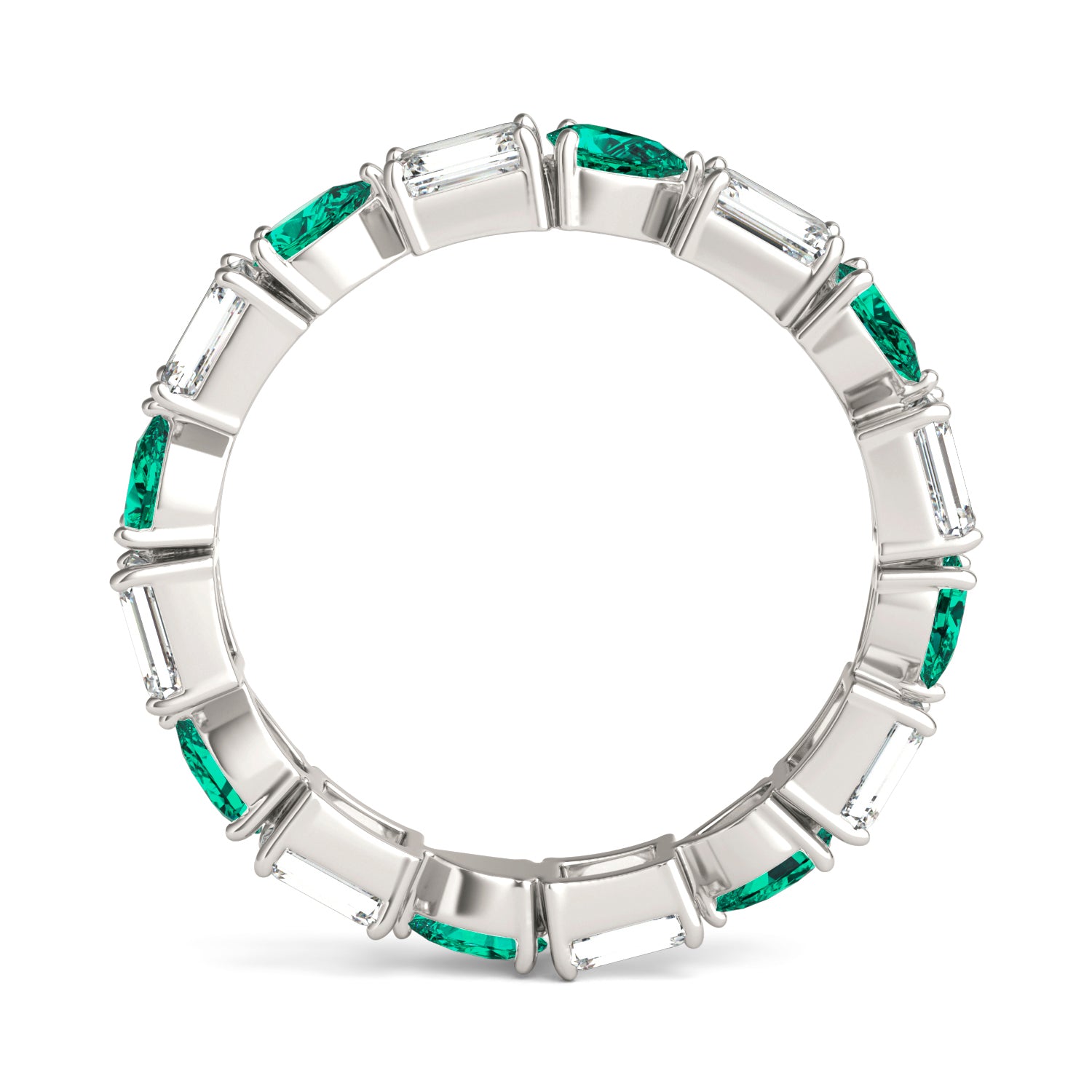 1 5/8 CTW Emerald Caydia® Lab Grown Diamond Alternating Stones Eternity Ring featuring Created Emerald