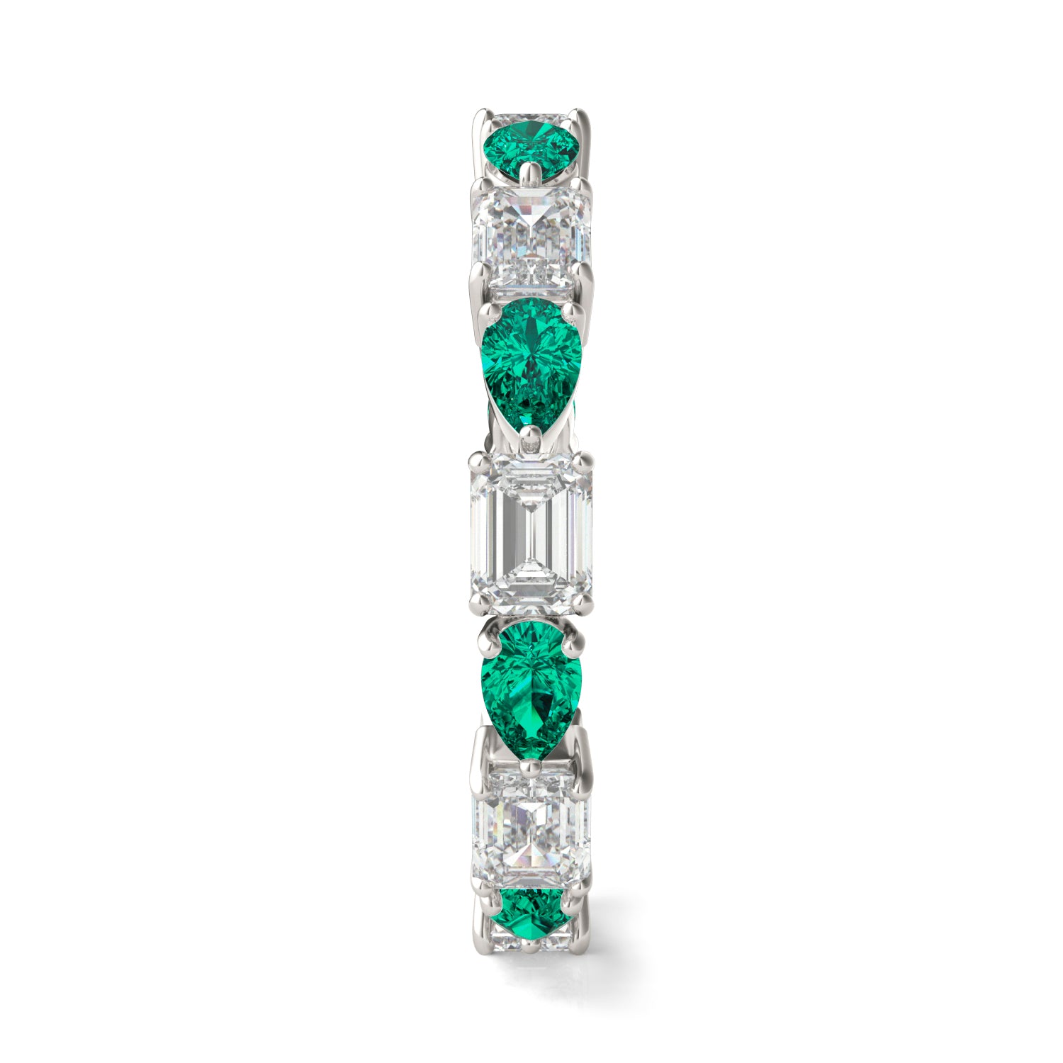 1 5/8 CTW Emerald Caydia® Lab Grown Diamond Alternating Stones Eternity Ring featuring Created Emerald
