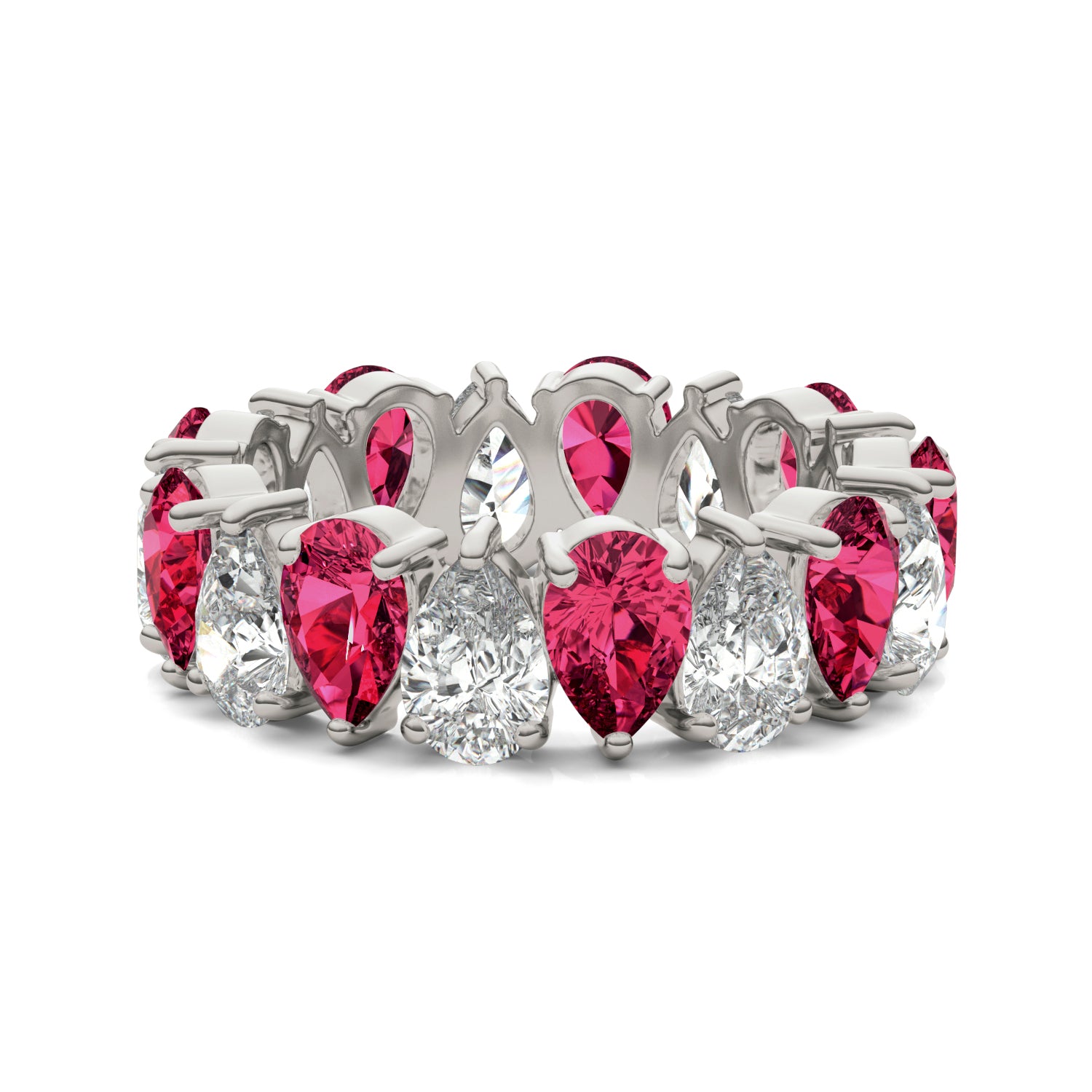 3 CTW Pear Caydia® Lab Grown Diamond Couture Alternating Eternity Ring featuring Created Ruby