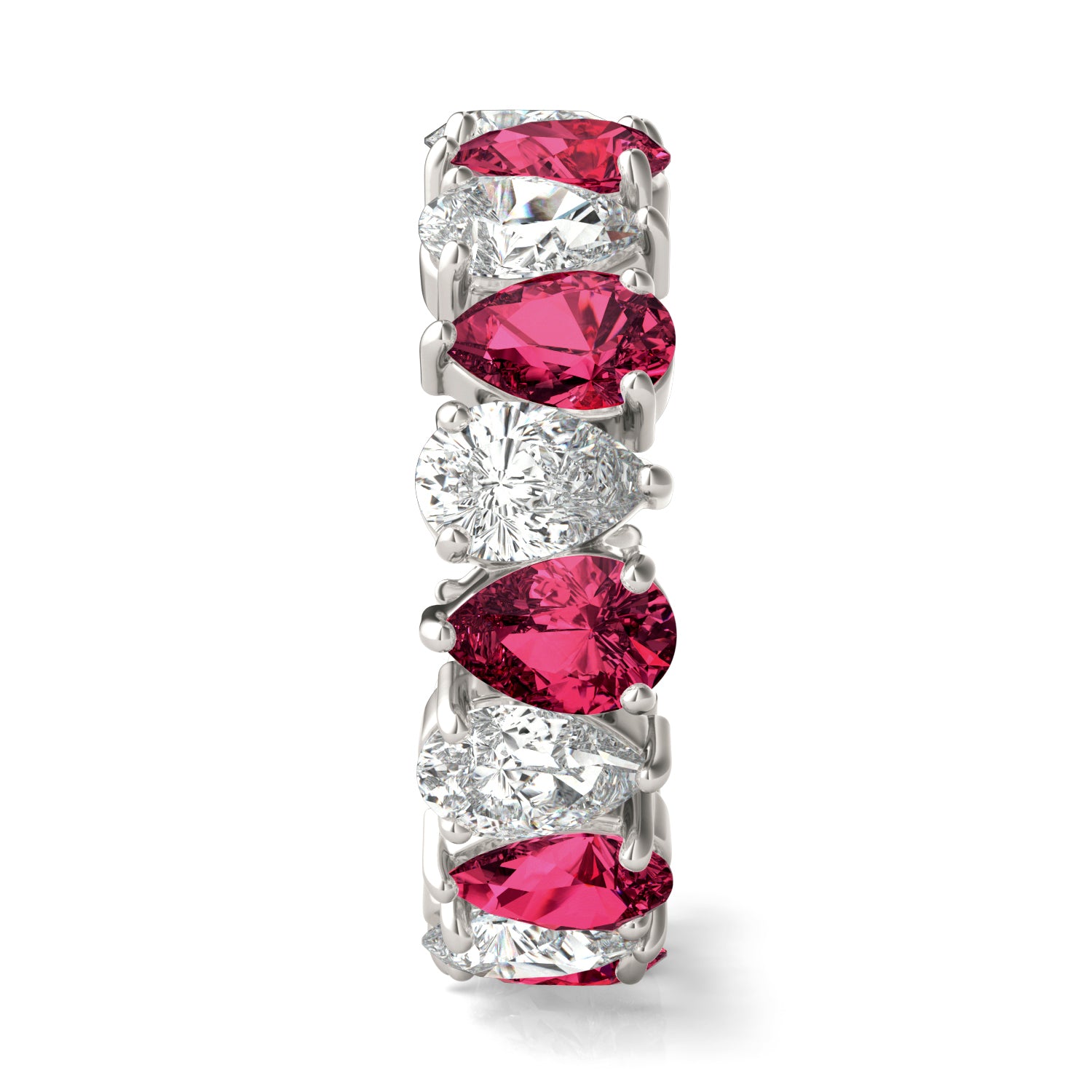 3 CTW Pear Caydia® Lab Grown Diamond Couture Alternating Eternity Ring featuring Created Ruby