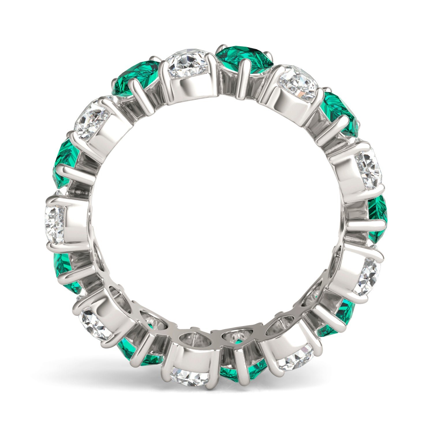 3 CTW Pear Caydia® Lab Grown Diamond Couture Alternating Eternity Ring featuring Created Emerald