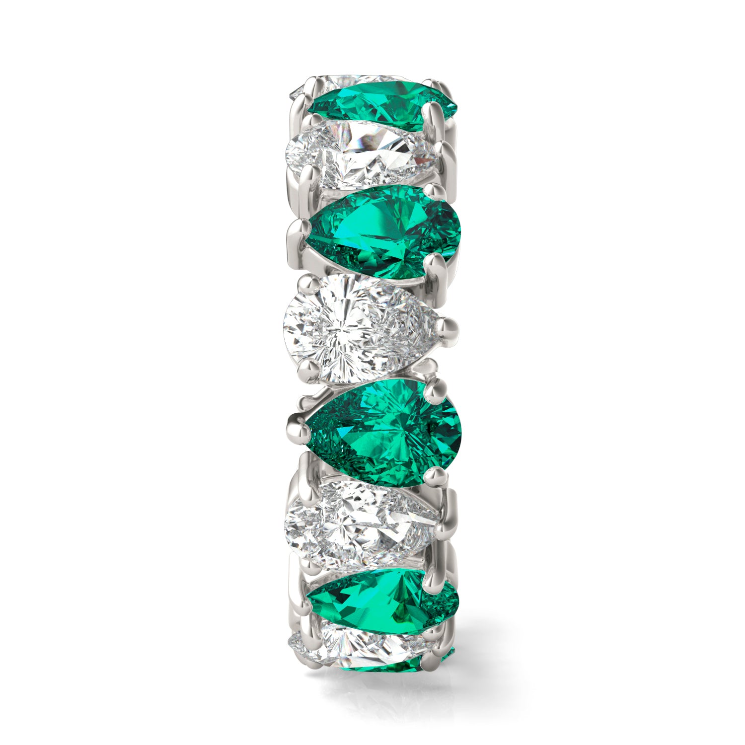3 CTW Pear Caydia® Lab Grown Diamond Couture Alternating Eternity Ring featuring Created Emerald