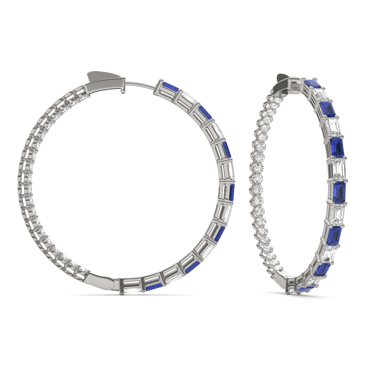 7 CTW Emerald Caydia® Lab Grown Diamond Couture Multi Stone Inside Out Hoop Earrings featuring Created Sapphire