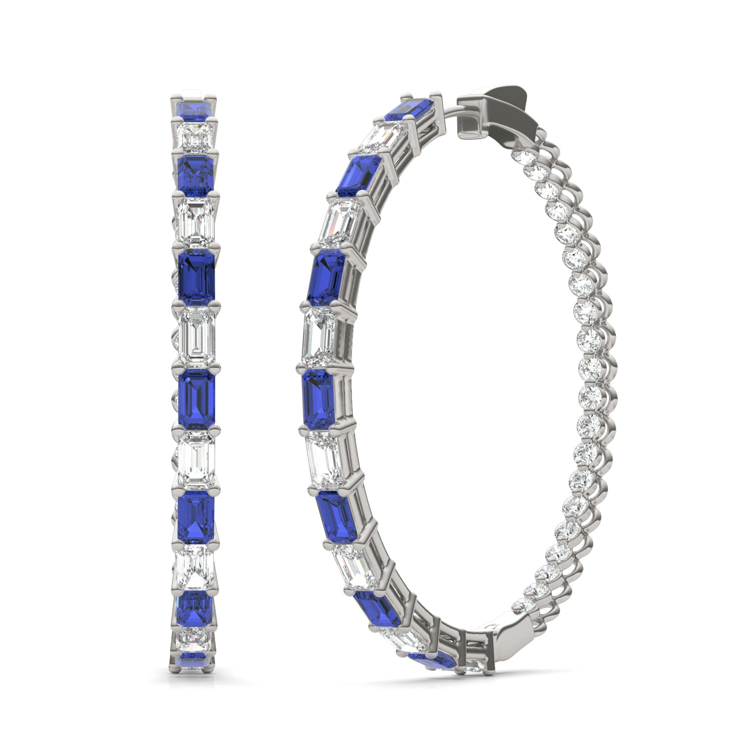 7 CTW Emerald Caydia® Lab Grown Diamond Couture Multi Stone Inside Out Hoop Earrings featuring Created Sapphire